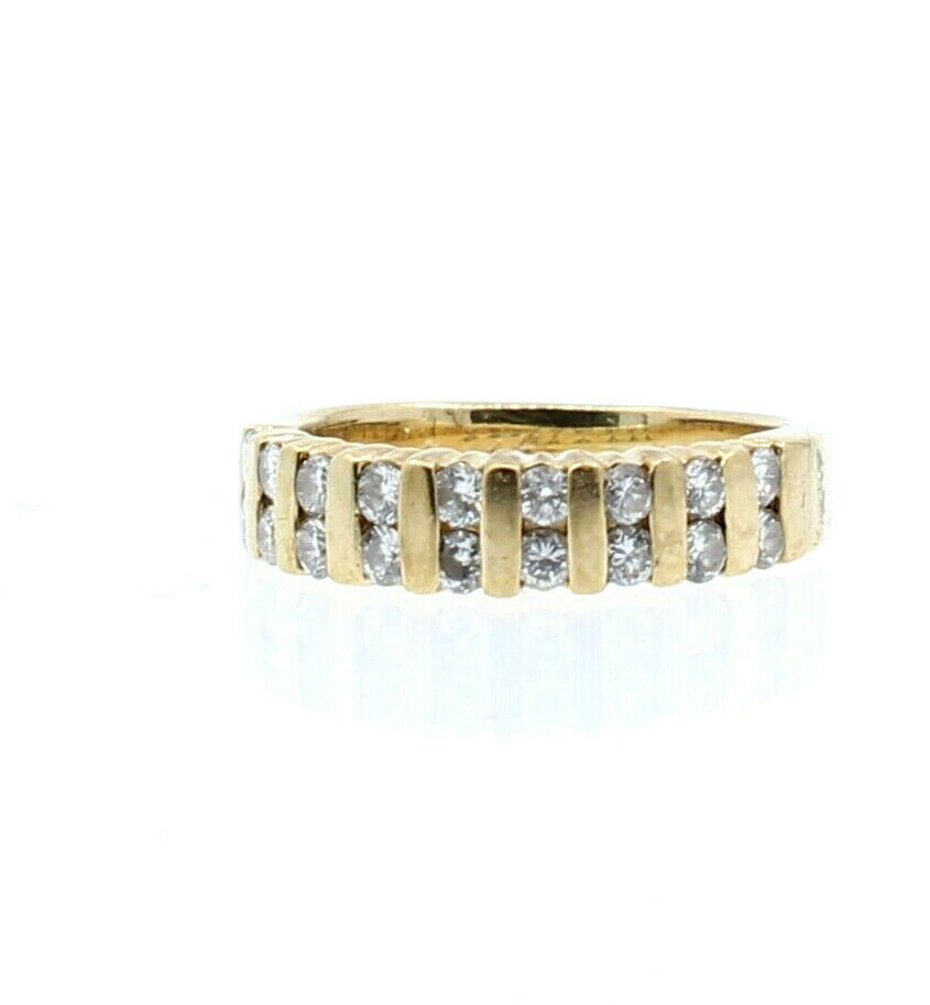 14k Yellow gold Double Row Diamond Ladies Ring Band Size 4.5