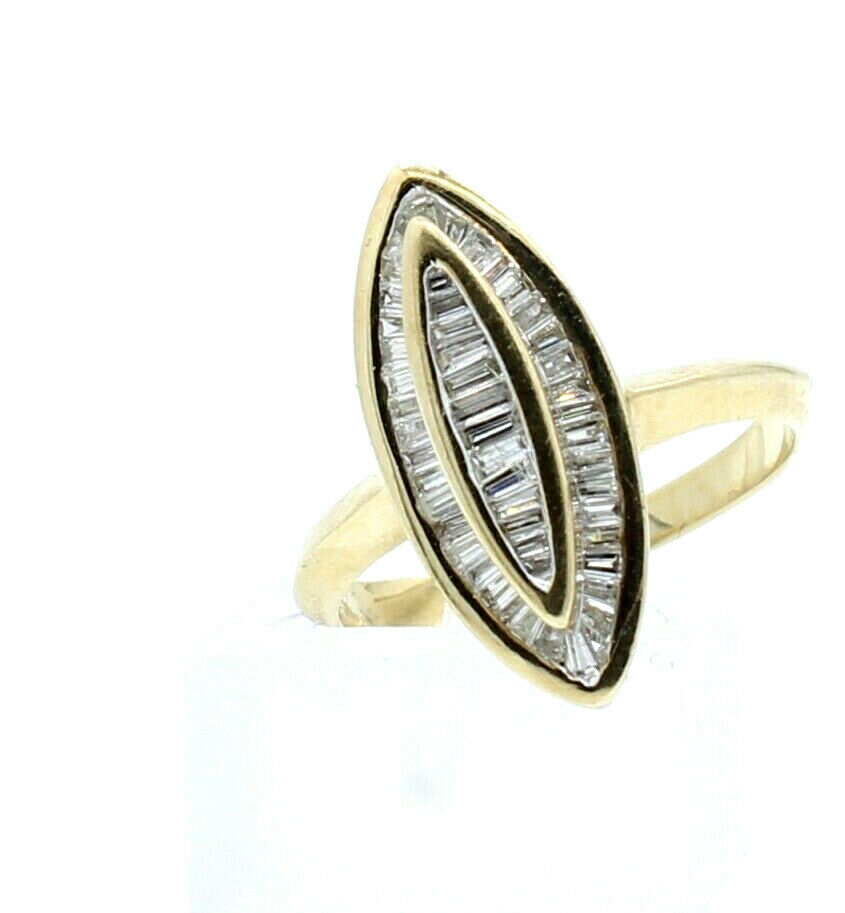 14k Yellow gold 1.5ct Baguette Diamond Ladies Marquis Ring Size 7.5