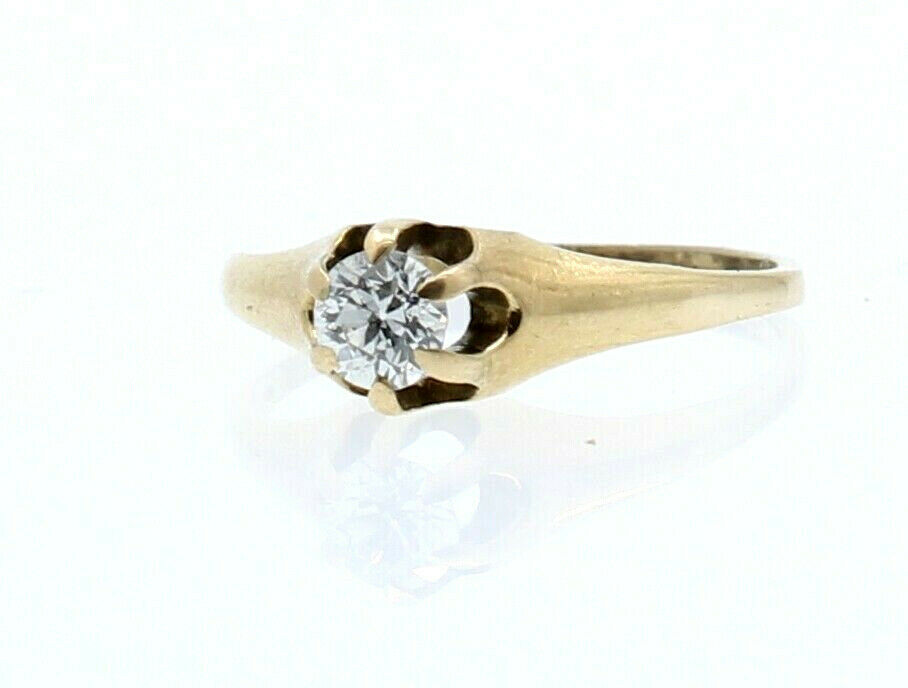 Vintage 14k Yellow Gold .33ct Diamond Solitaire Ladies Ring Size 7.25