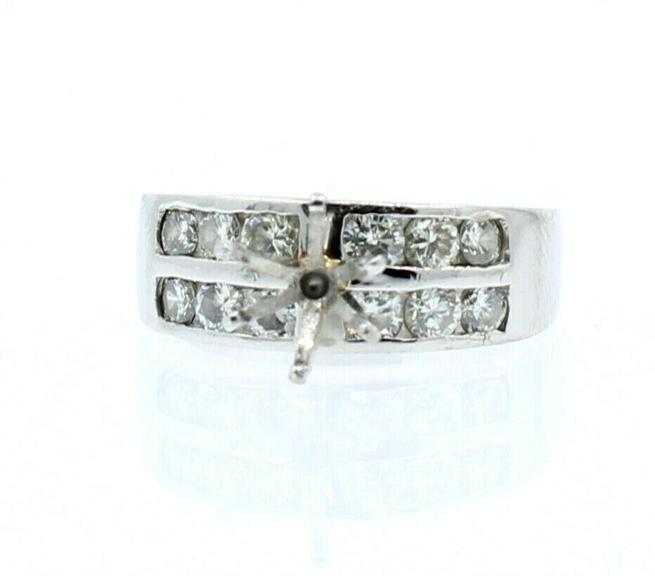 Platinum 1.20ct Round Cut Diamond Mounting Ladies Ring Size 5.75