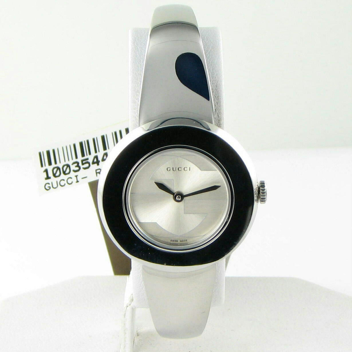 Gucci YA129502 U-Play Removable Bezel Silver Dial Ladies Watch 35mm