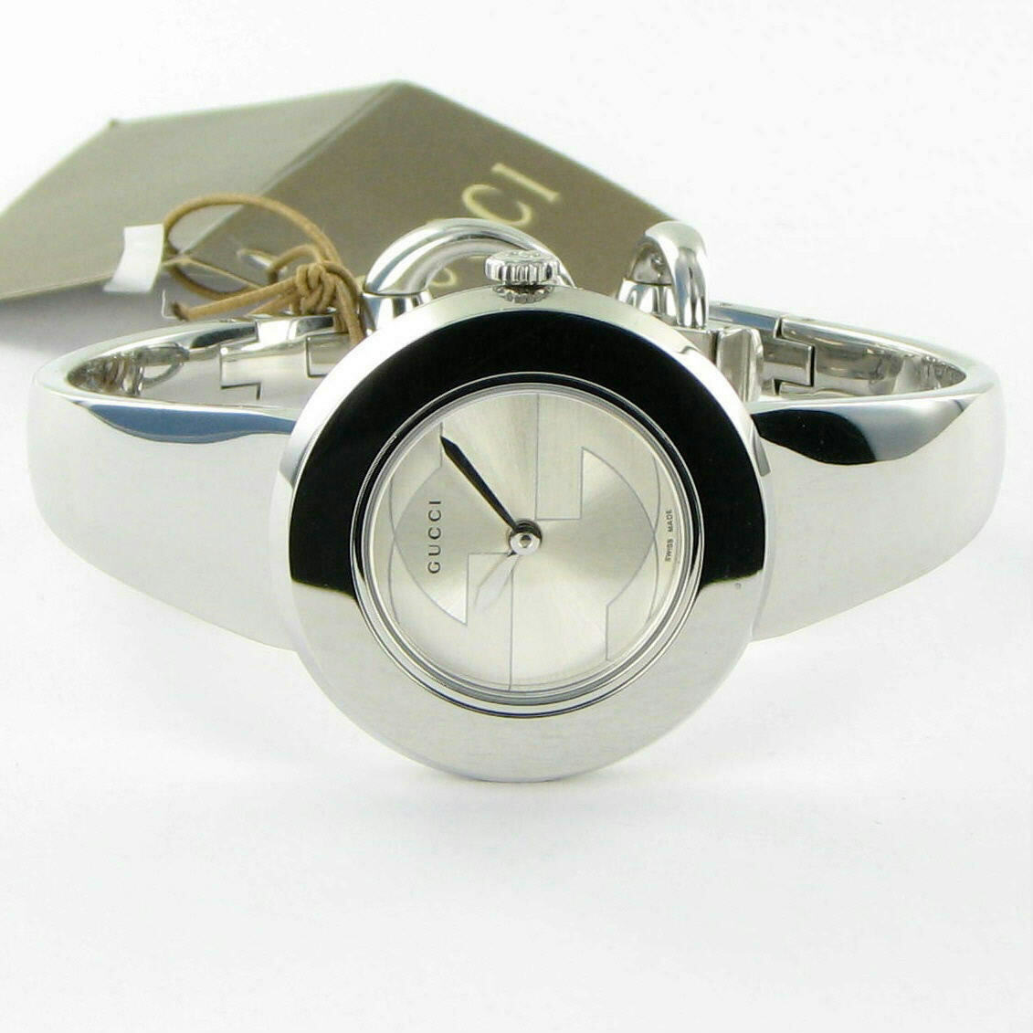 Gucci YA129502 U-Play Removable Bezel Silver Dial Ladies Watch
