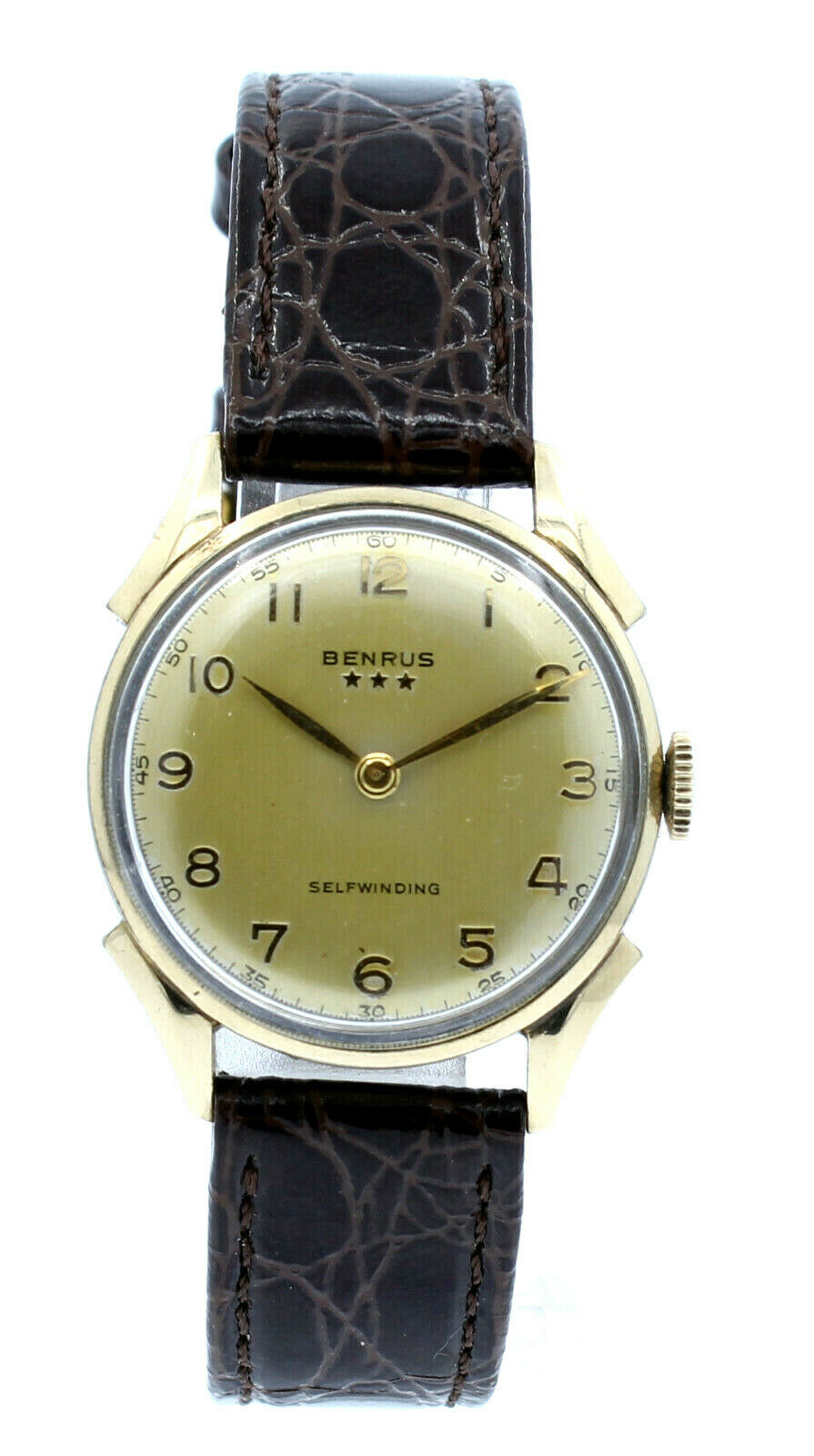 BENRUS 3-STARS AUTOMATIC 10K GOLD FILLED S/S CASE MEN'S WATCH