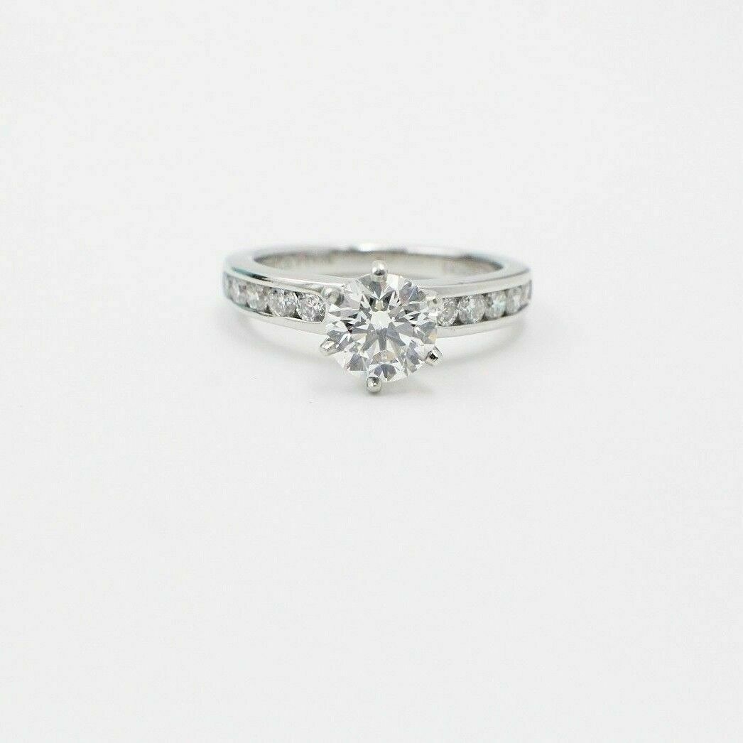 Tiffany  Co Platinum Diamond Engagement Ring Rounds 1.38 ct F VVS2 $29000 Value