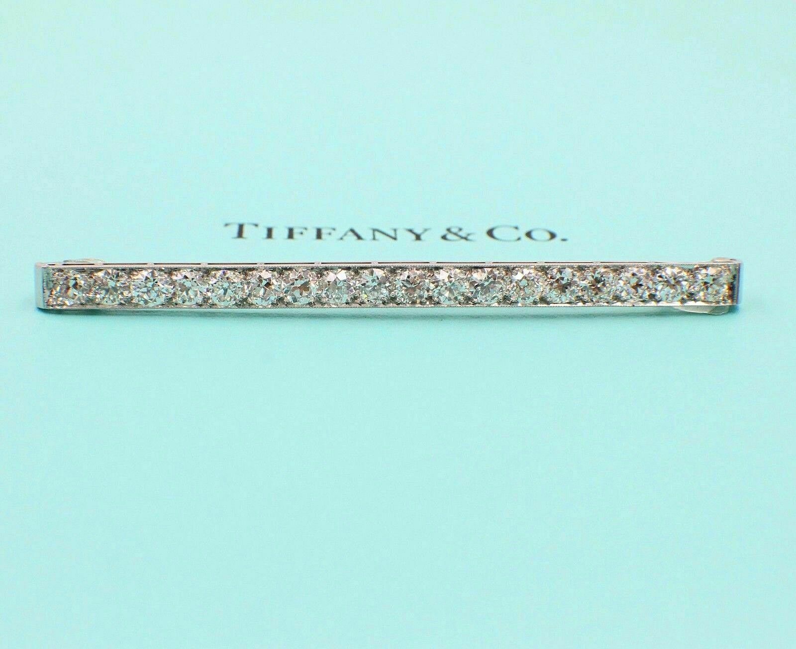 Tiffany  Co Vintage Diamond and Platinum Pin Brooch Old European Cuts 4.60 tcw