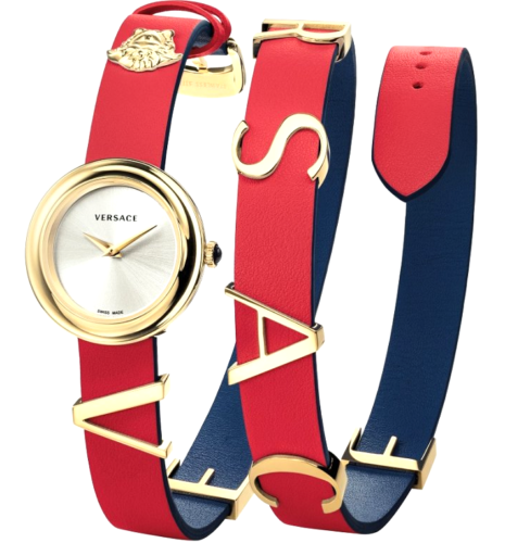 New Versace V-Flare VEBN00418 Gold Steel Wrap Around Bracelet Quartz 28MM Watch