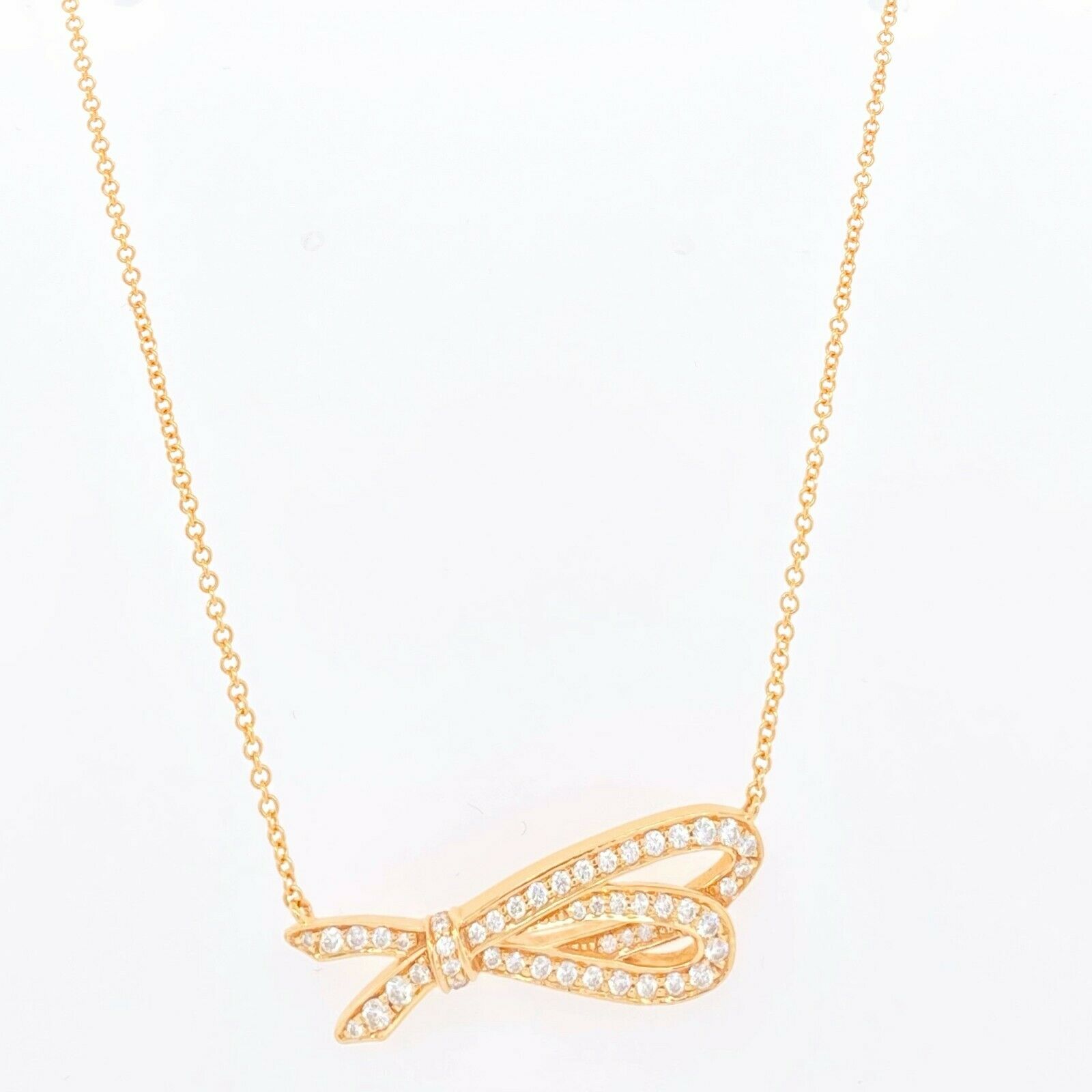 Tiffany & Co. Rose Gold Diamond Bow Pendant 18K | Tiffany & Co 