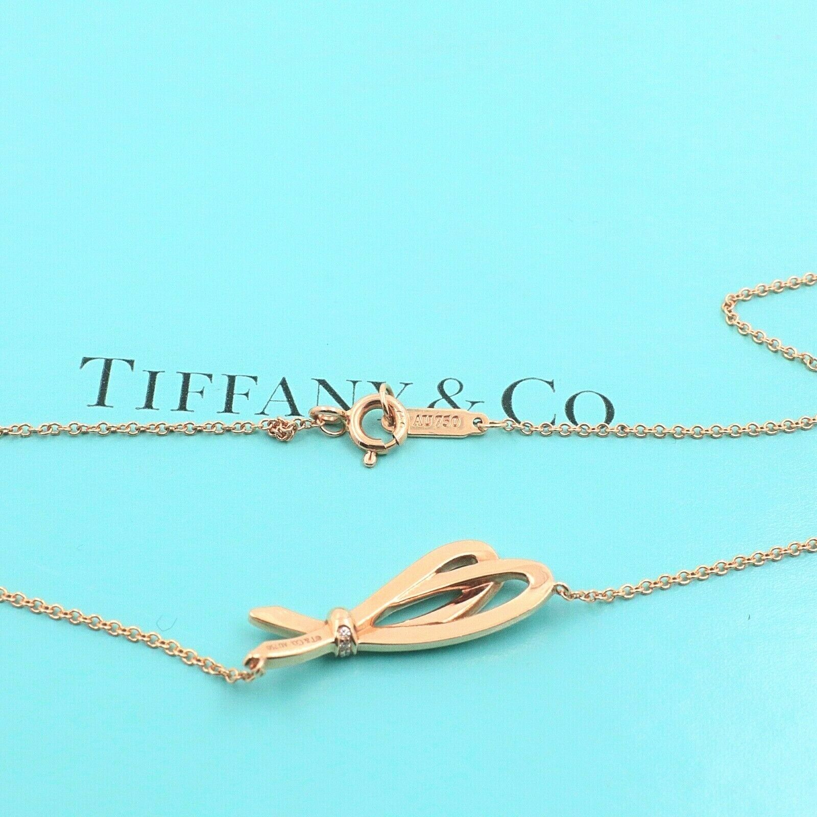 Tiffany & Co. Rose Gold Diamond Bow Pendant 18K | Tiffany & Co 