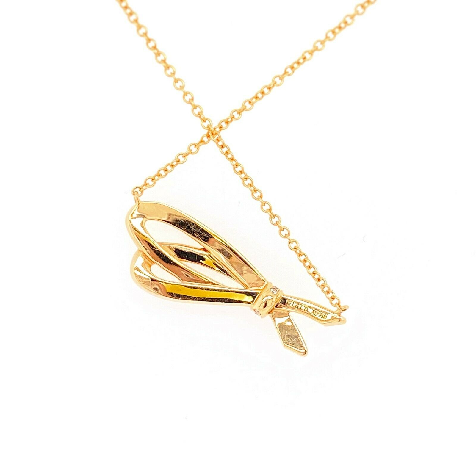 Tiffany & Co. Rose Gold Diamond Bow Pendant 18K | Tiffany & Co 