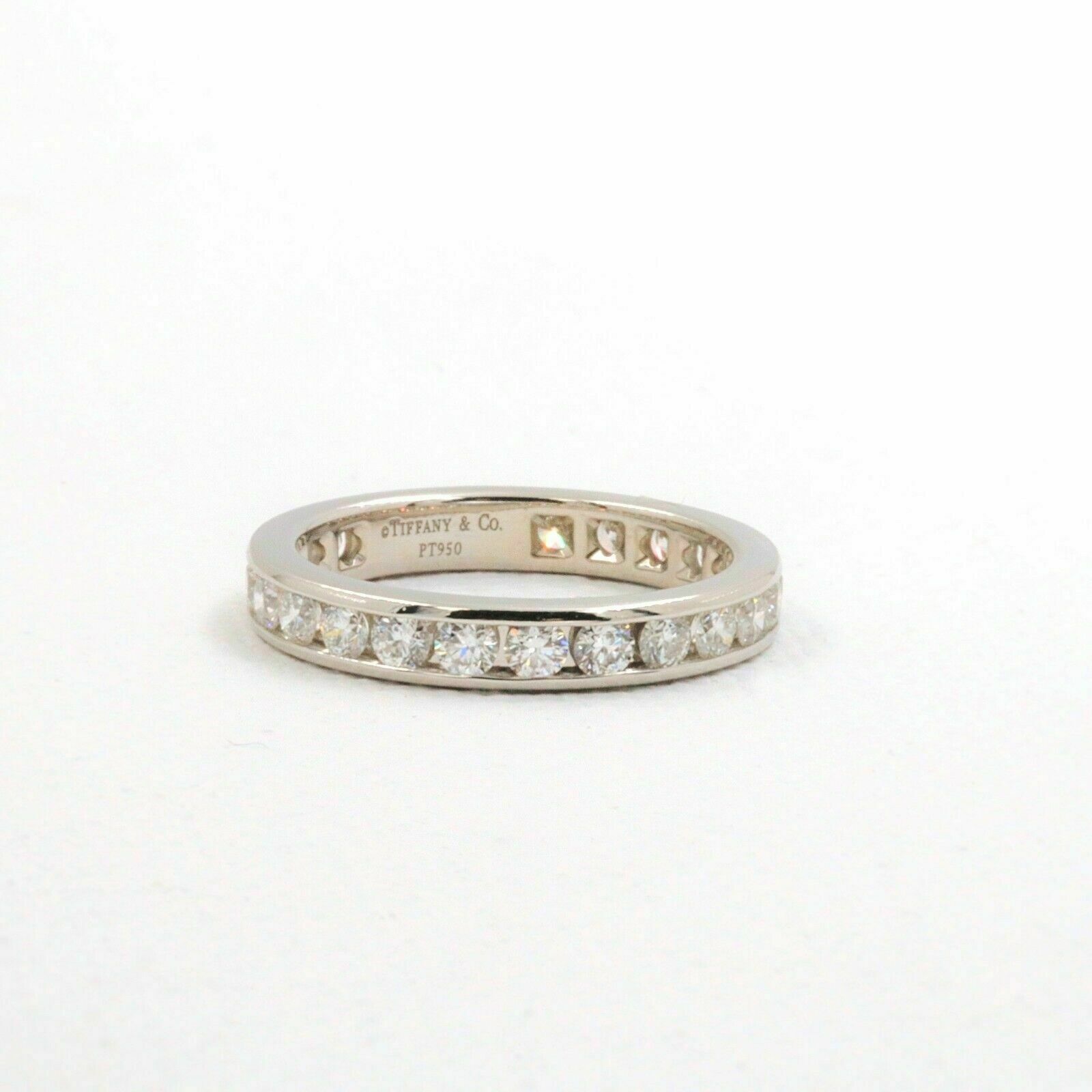 Tiffany  Co Full Circle Round Diamond Wedding Band Ring Platinum 3MM 1.00 tcw