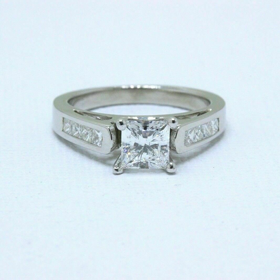 Celebration 18k White Gold Diamond Engagement Ring Princess 1.25 ct F SI1 $11K