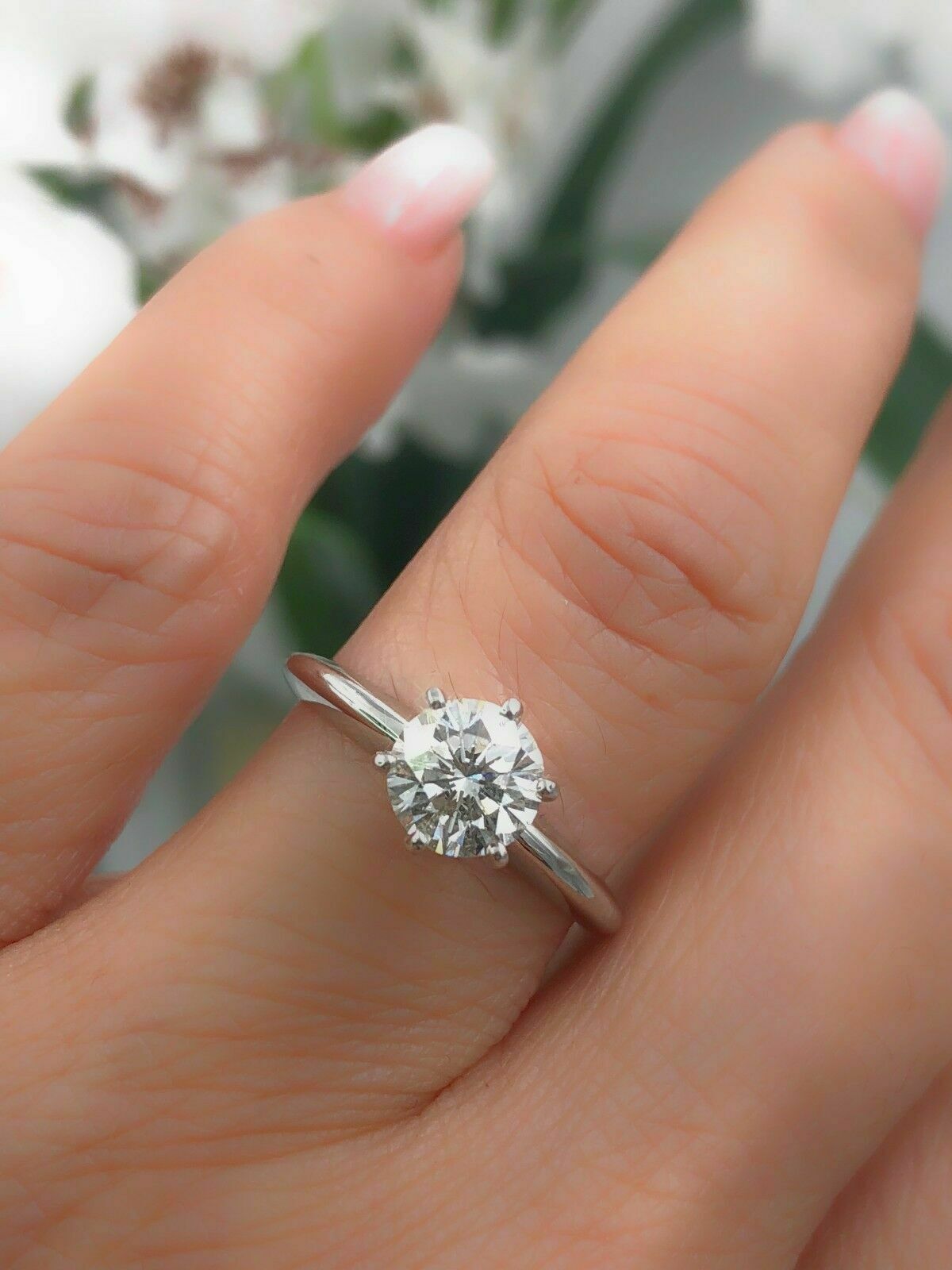Leo Diamond Engagement Ring Round 1.00 CTS H SI2 14K White Gold $9,000 Retail