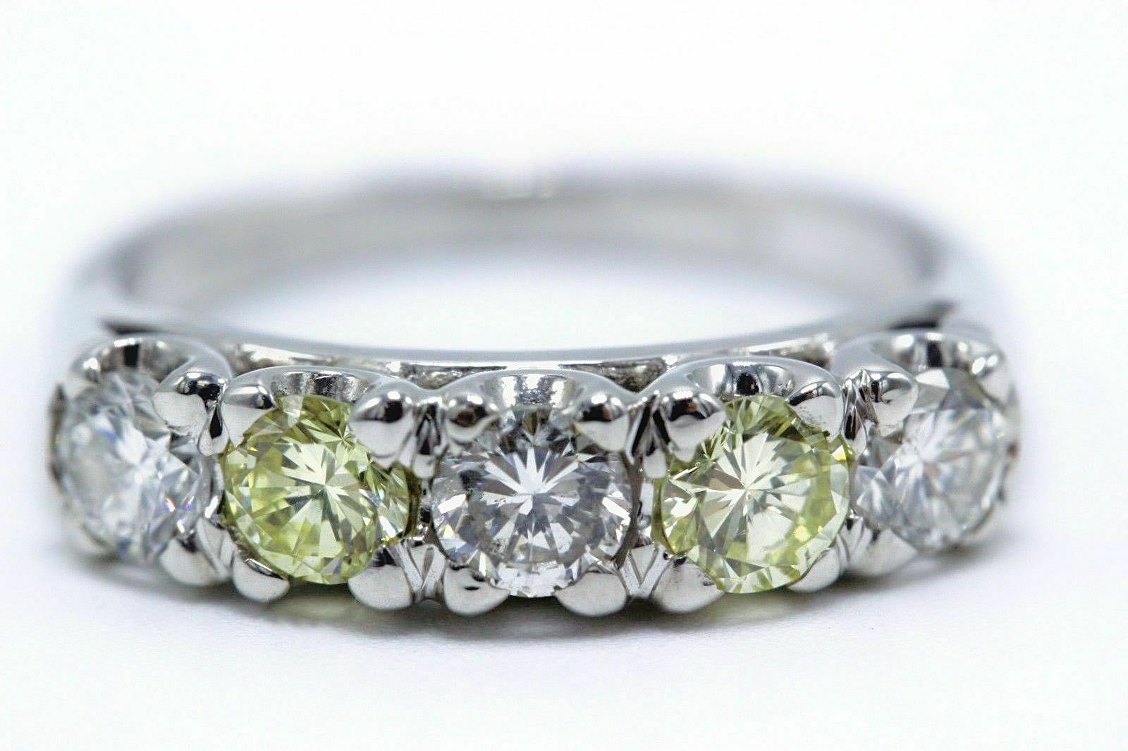 Fancy Light Yellow  White Diamond Wedding Band 1.00 tcw 14k $8,000 Retail
