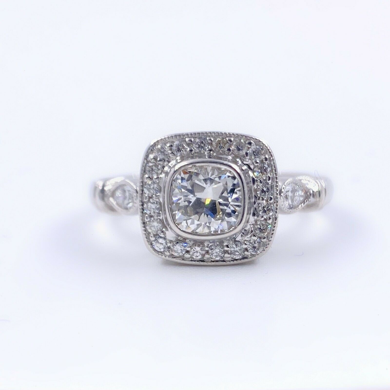 Cushion Diamond Engagement Ring 1.20 tcw 18kt White Gold