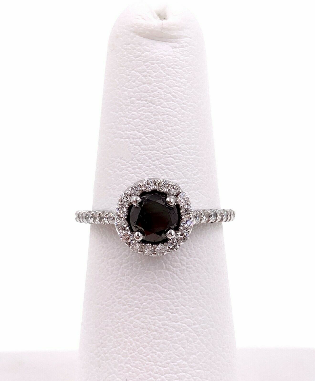 Black Diamond Halo Engagement Ring 1.32 TCW 14K White Gold