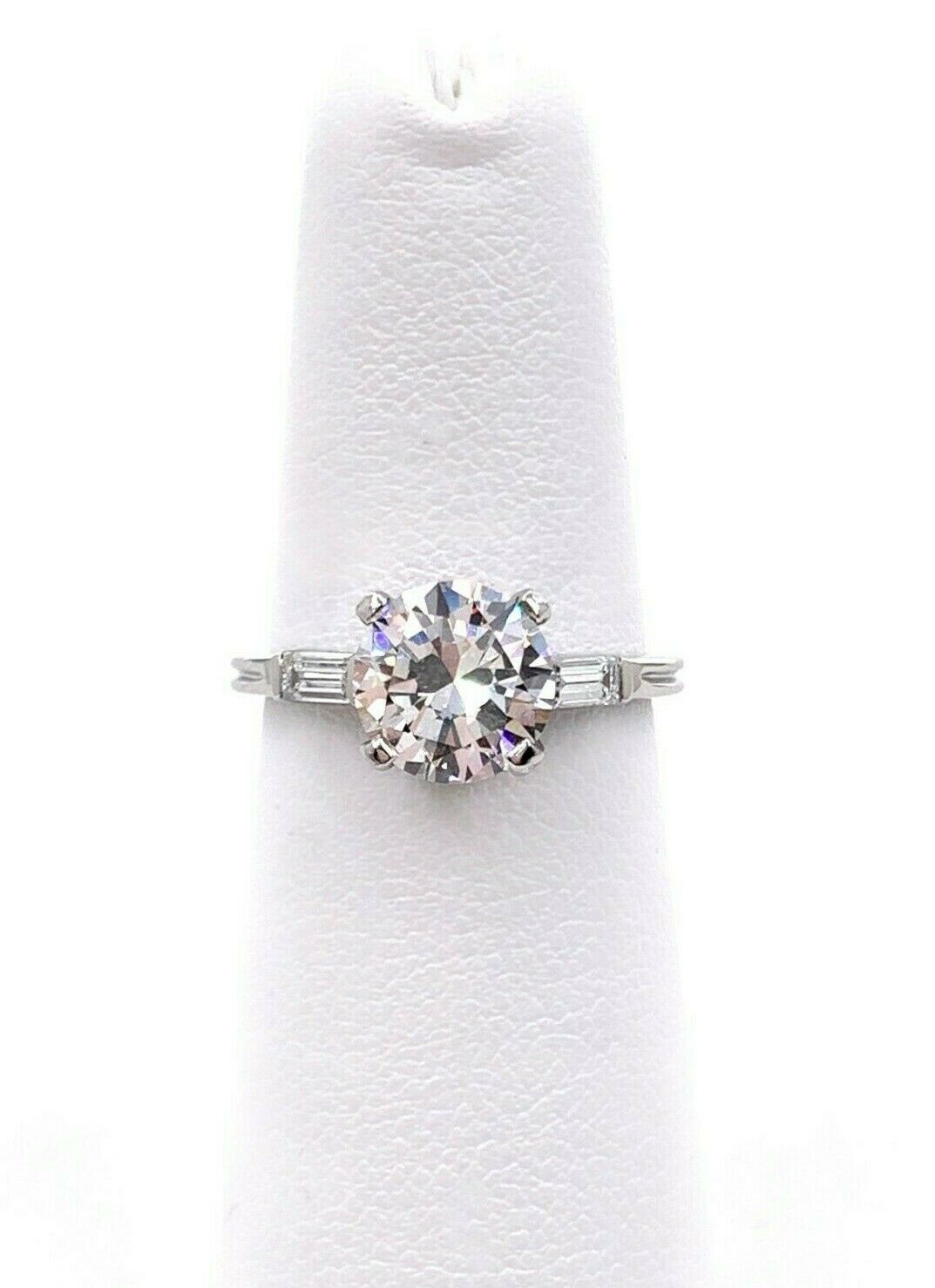 Vintage Tiffany  Co. Round Diamond 1.72 TCW Engagement Ring GIA H VS2