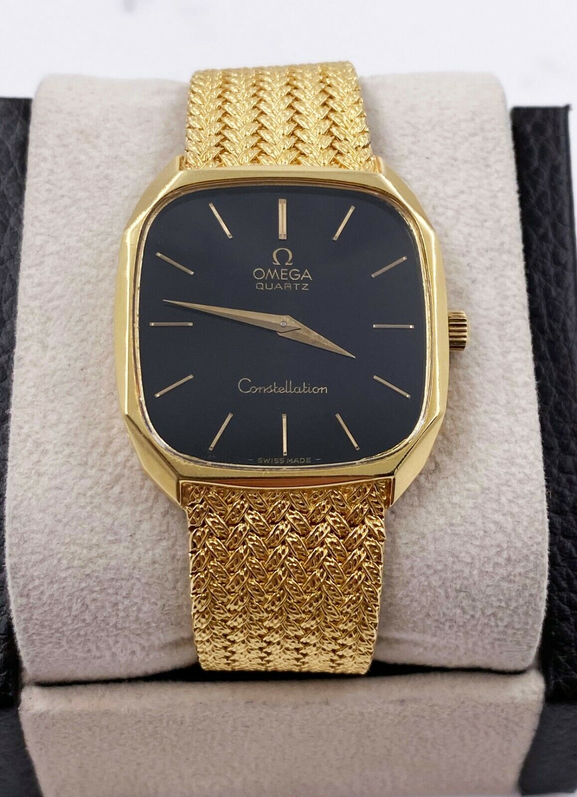 Omega Constellation Black Dial 18K Yellow Gold 