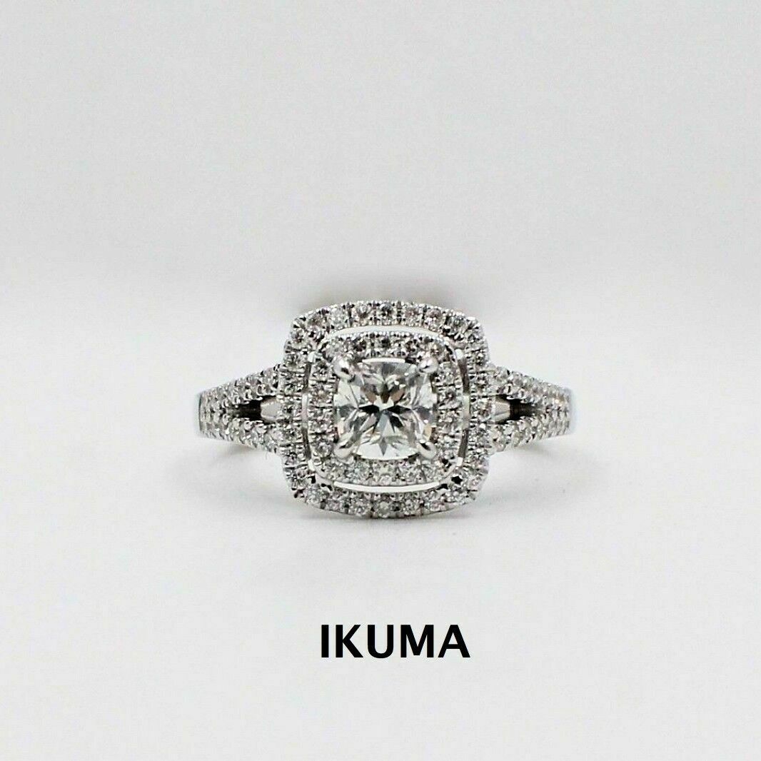 $5K Cushion Diamond Engagement Ring Halo 0.96 TCW AGS Certified 14k White Gold