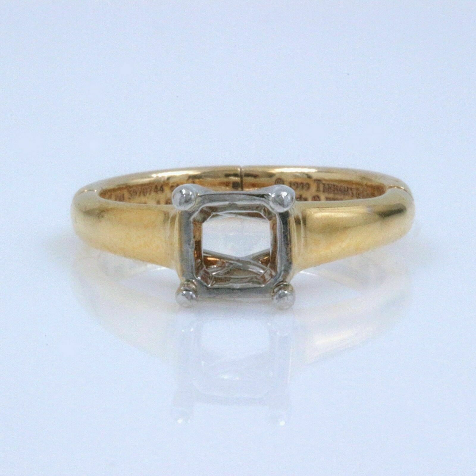 Tiffany  Co 18k Yellow Gold and Platinum Setting Semi Mount Ring for Arthritis