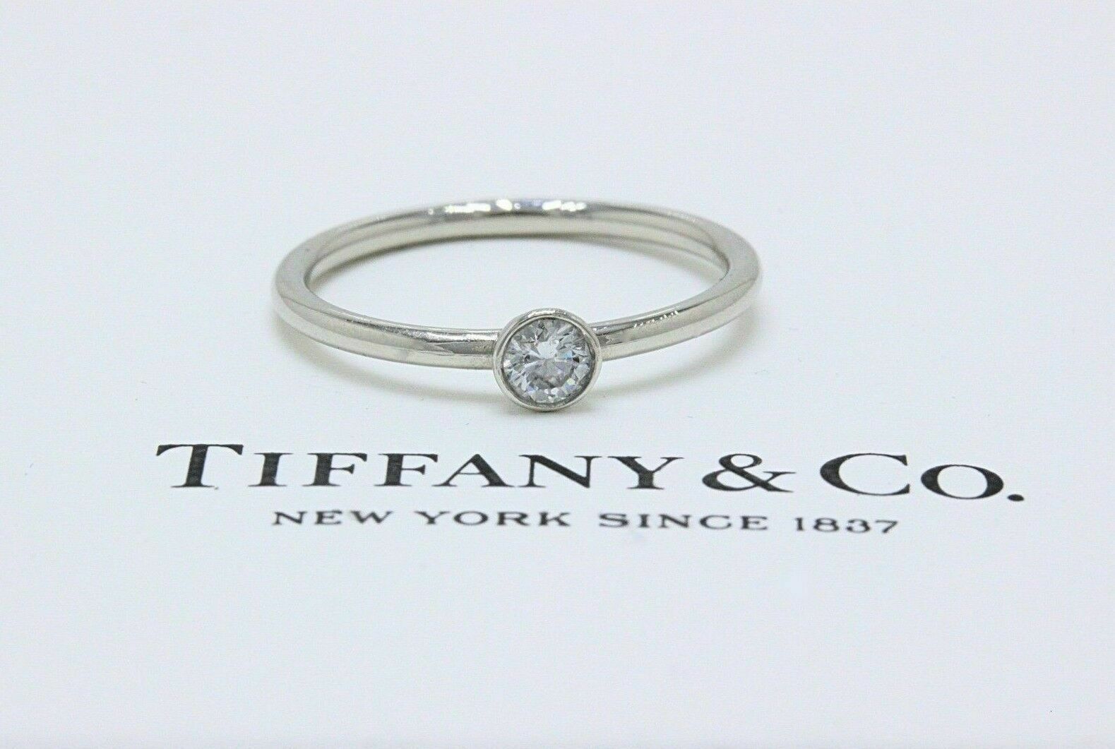 Tiffany  Co Bezet Platinum Diamond Ring $1700 Retail