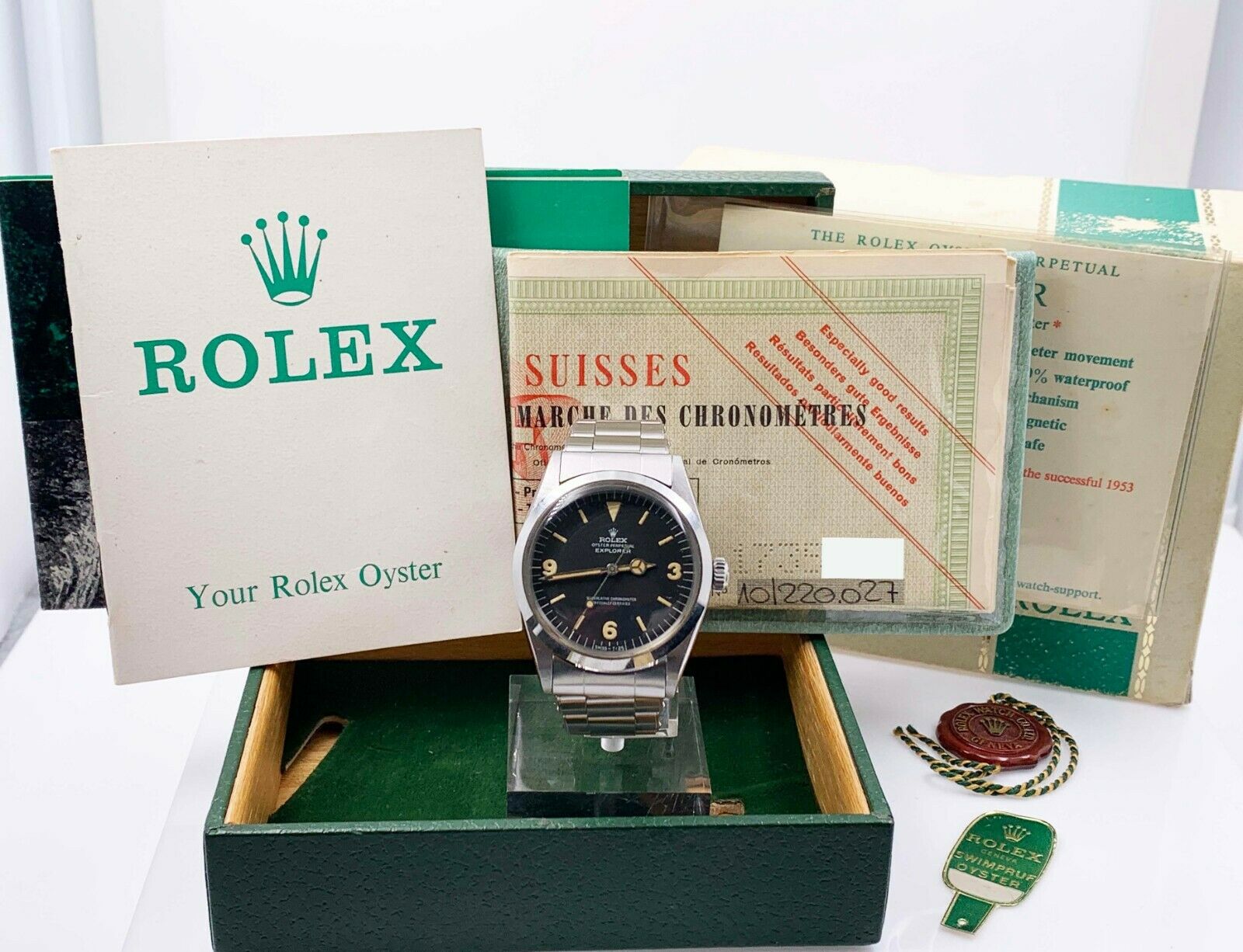 VINTAGE Rolex Explorer 1016 Black Dial Stainless Steel Box Papers