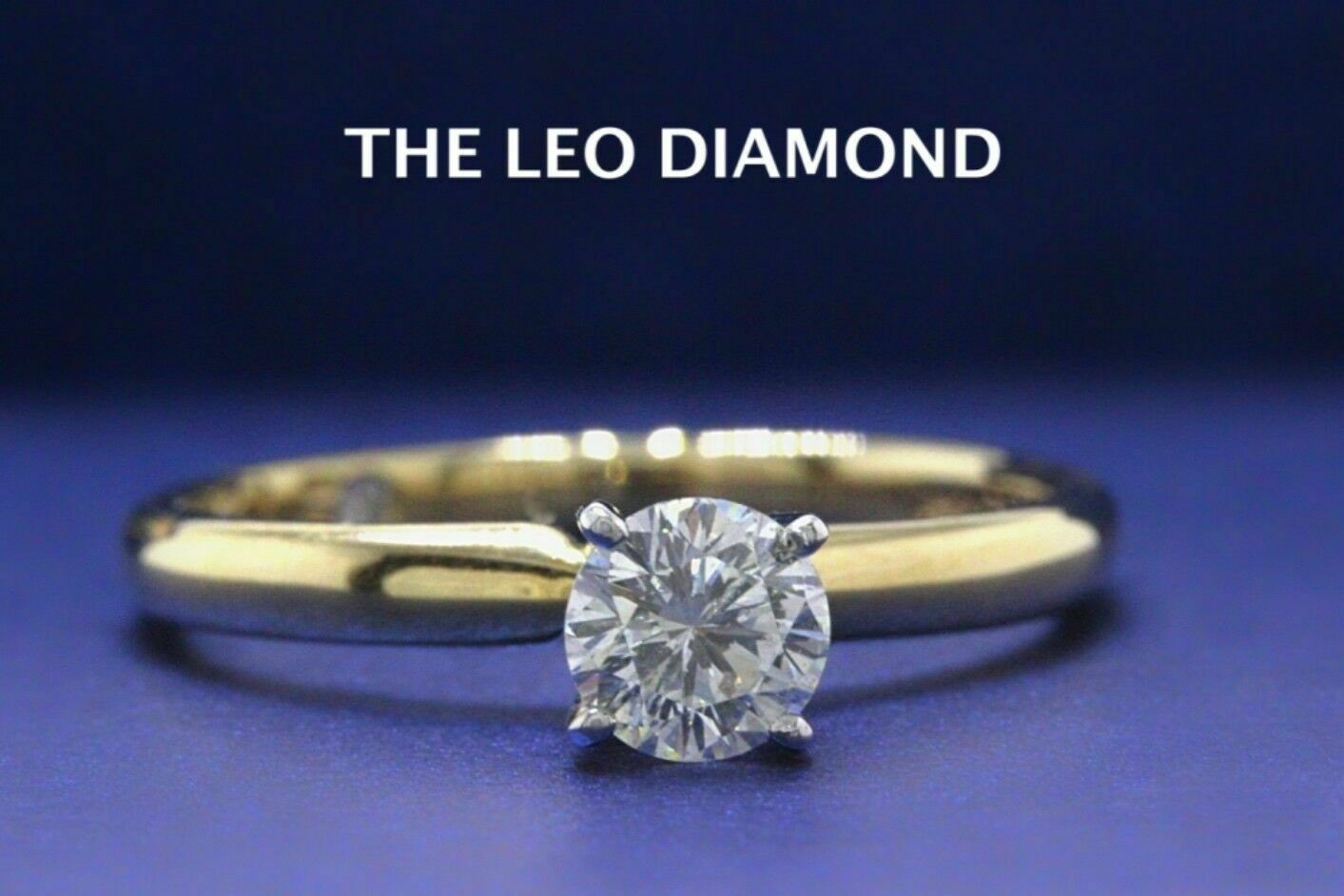 Leo Round Diamond Solitaire Engagement Ring 0.45 ct I SI2 14k Yellow Gold Papers