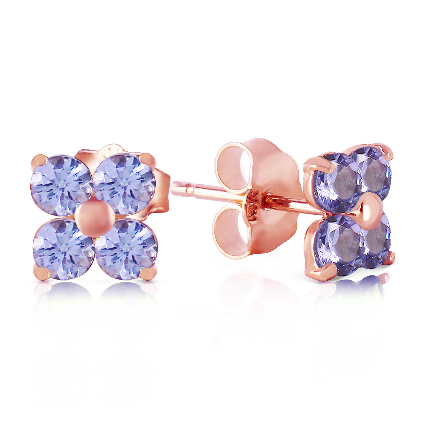 1.15 CTW 14K Solid Rose Gold Stud Earrings Natural Tanzanite