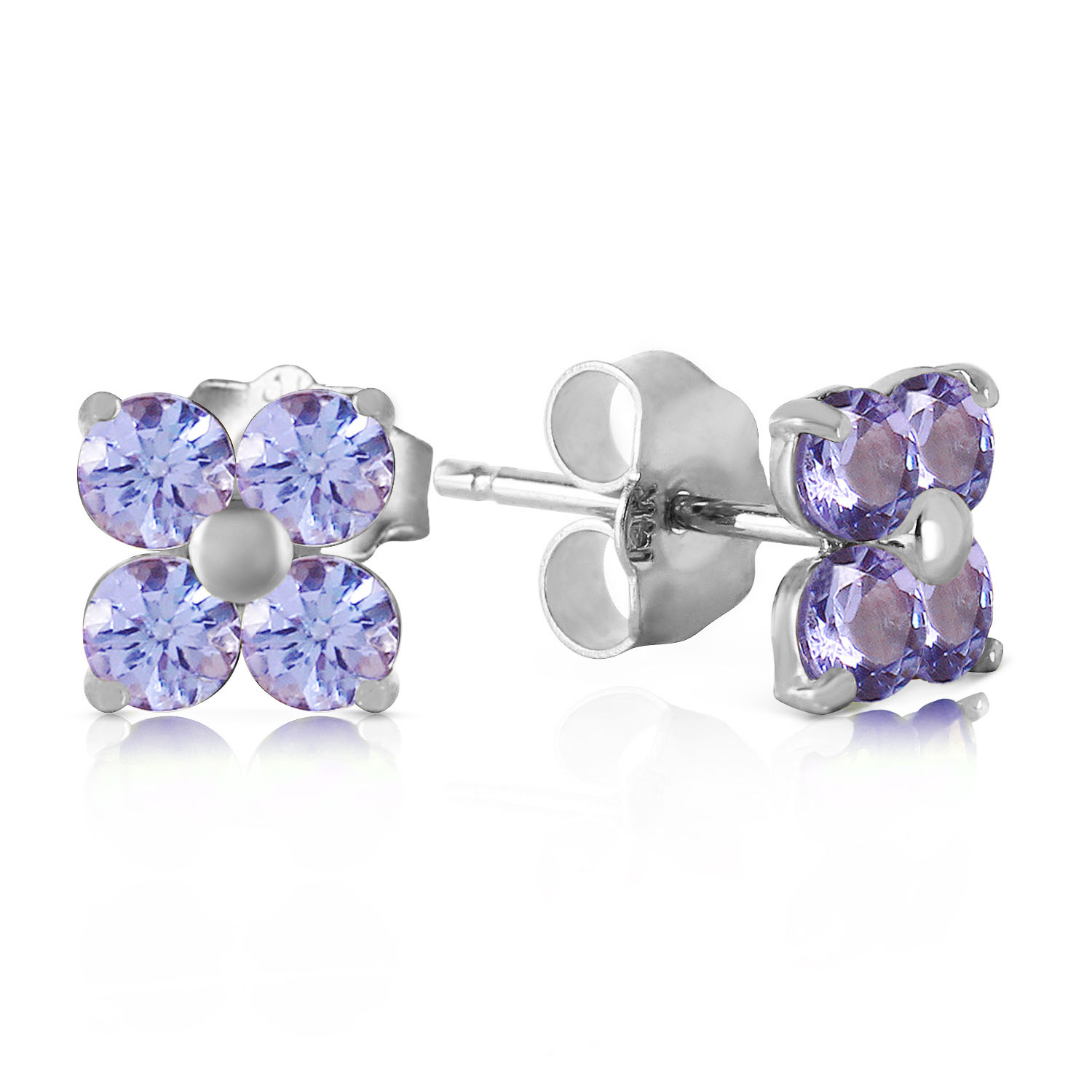 1.15 CTW 14K Solid White Gold Stud Earrings Natural Tanzanite