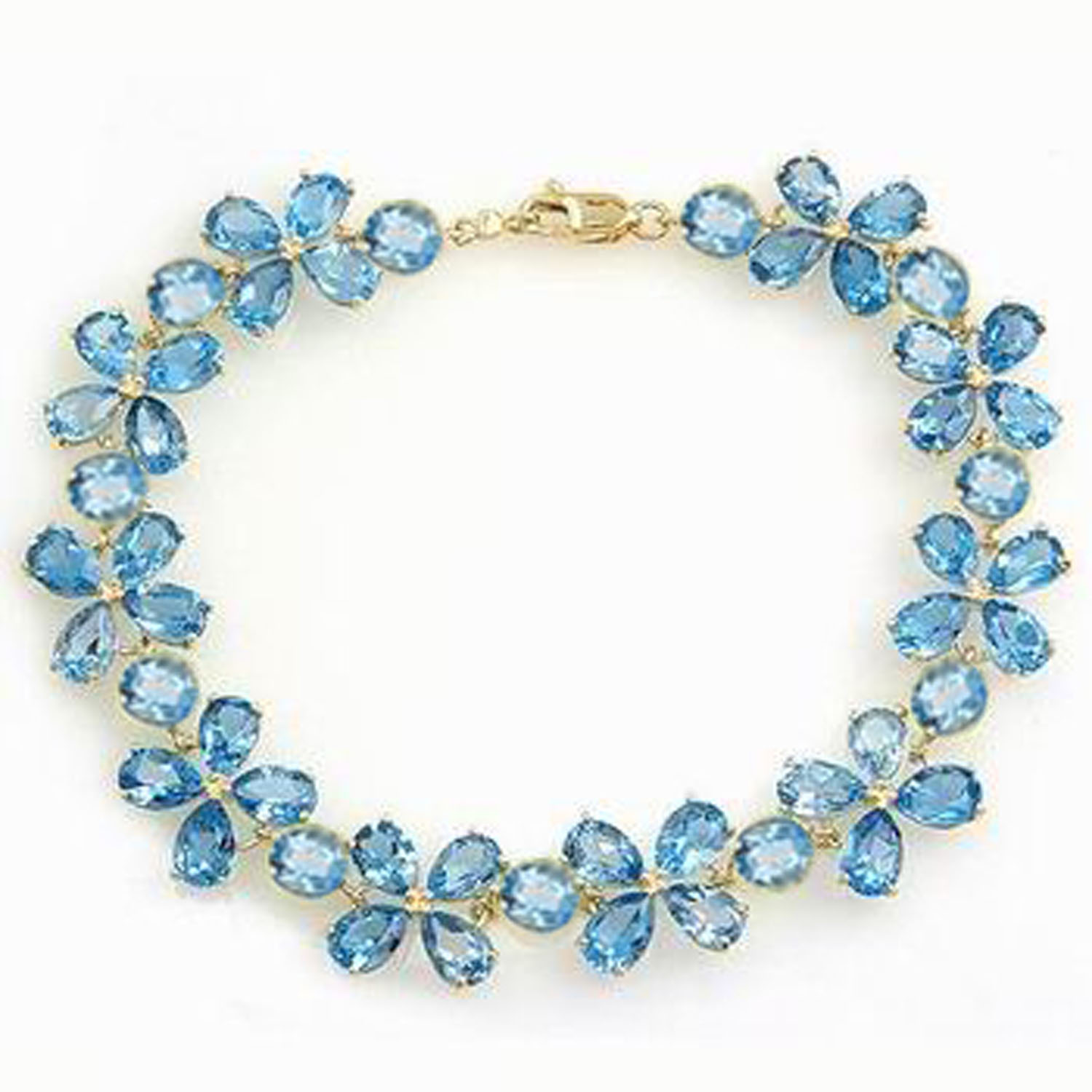 20.7 CTW 14K Solid Gold Bracelets Natural Blue Topaz