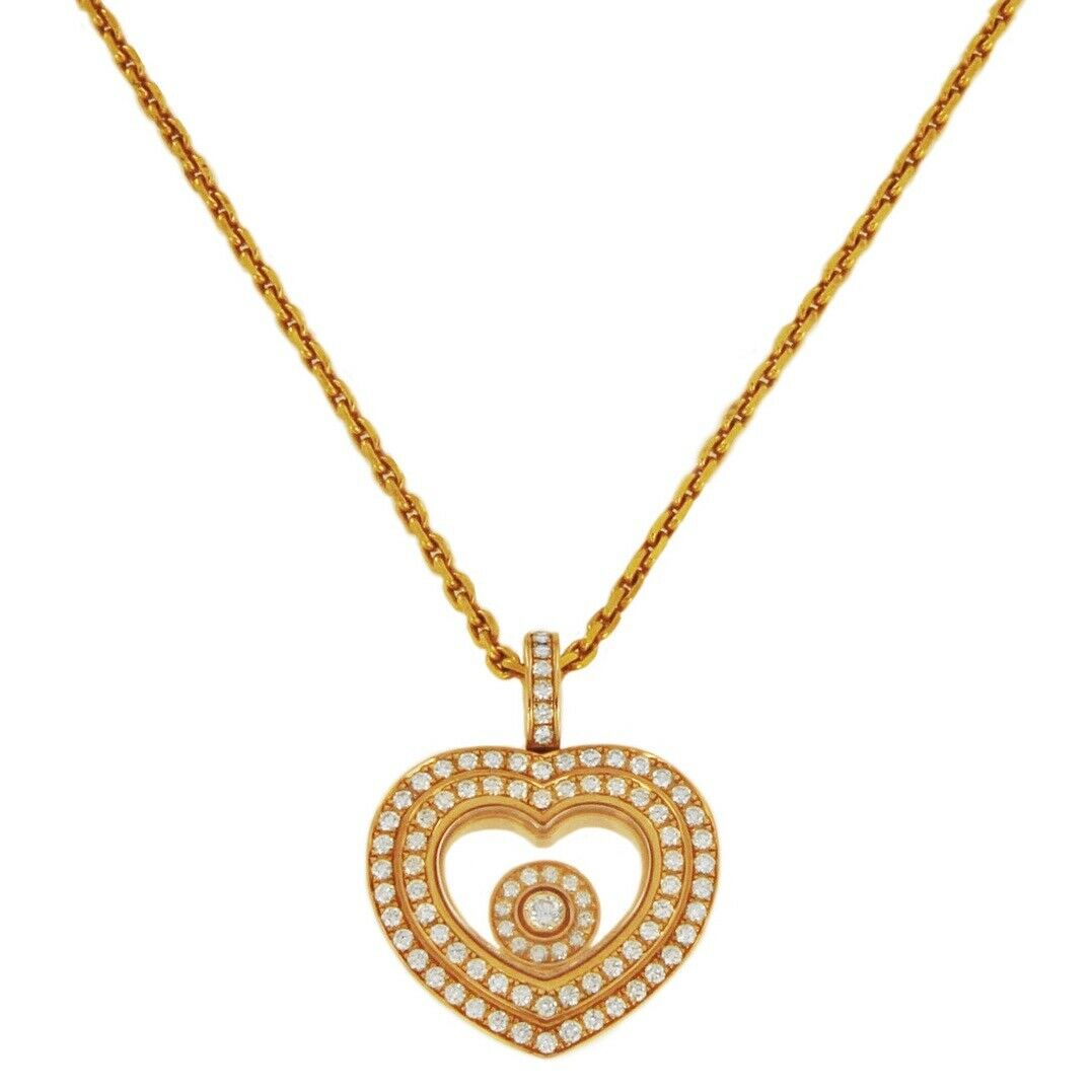 Chopard Happy Hearts Diamond Rose Gold Pendant Necklace 18K 16' Box