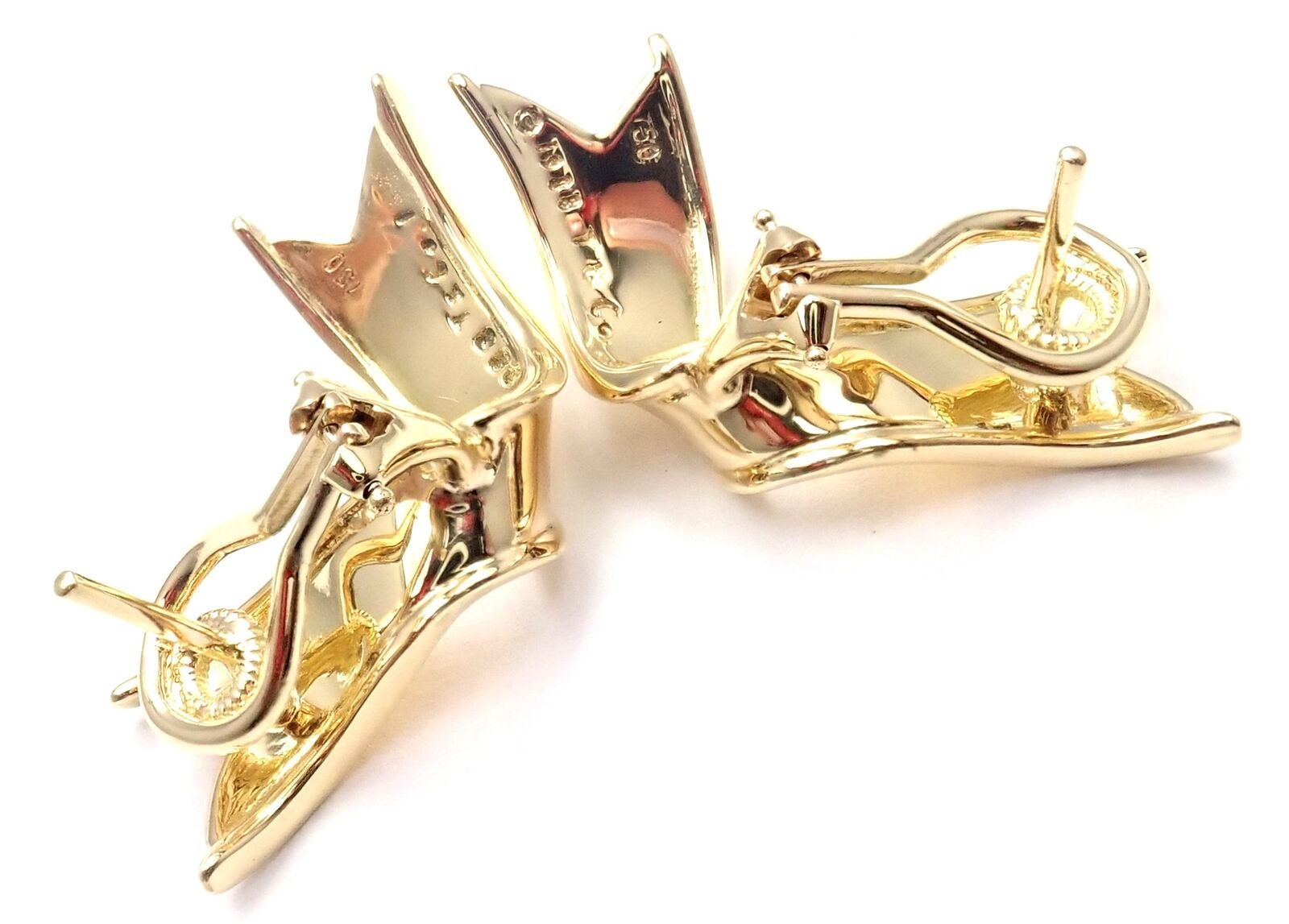Authentic Vintage Tiffany  Co 18k Yellow Gold Ribbon Earrings