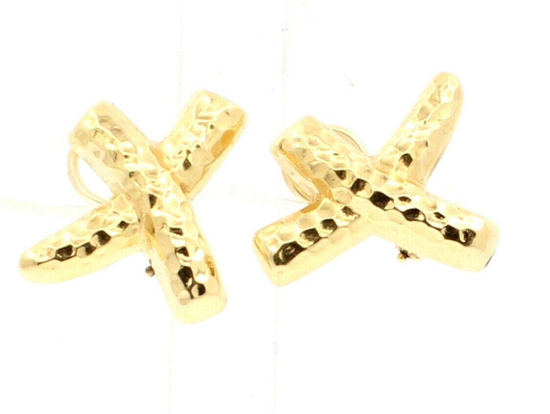 FINE ESTATE 14K YELLOW GOLD "X" EARRINGS 6.6 GRAMS 