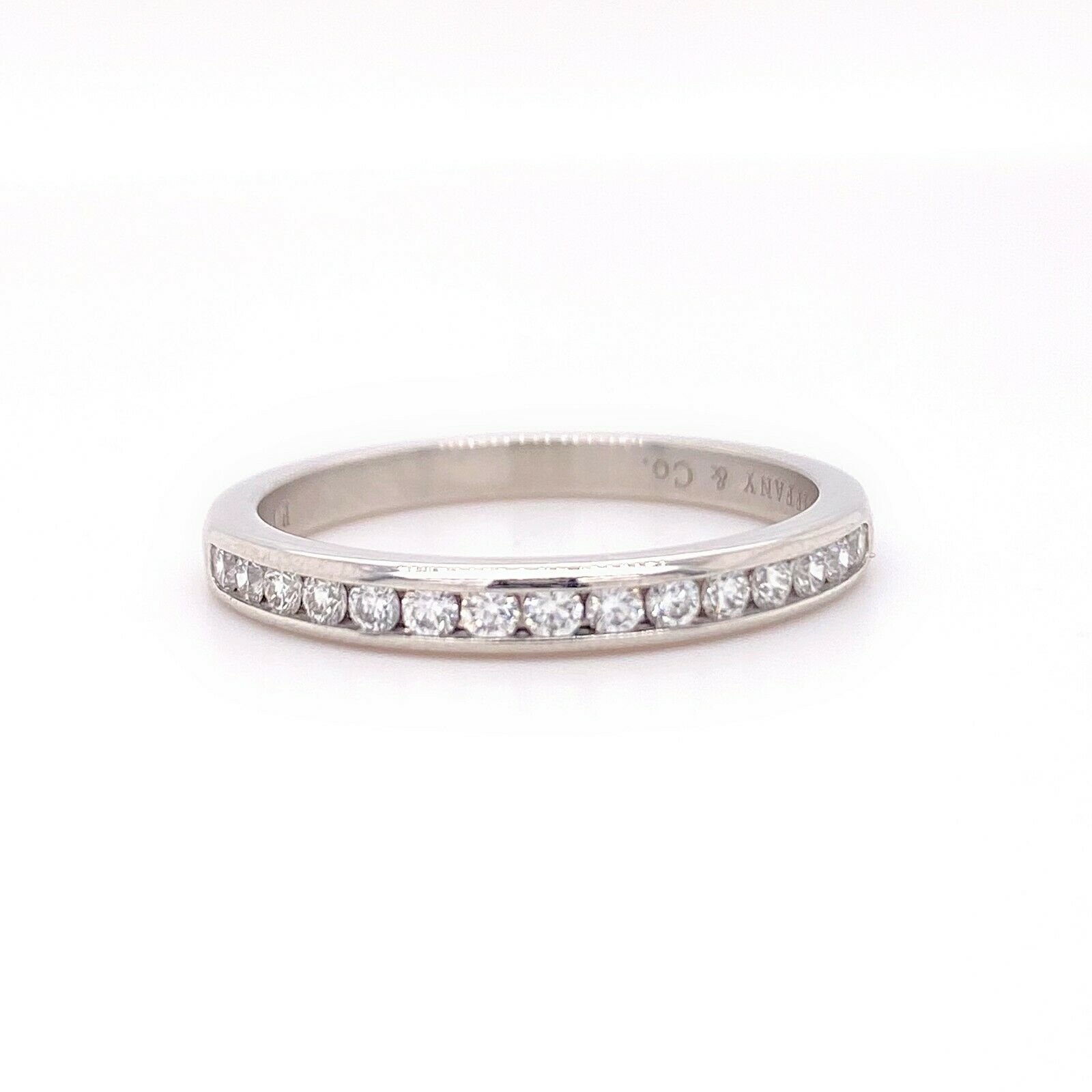 Tiffany  Co Channel Set Round Diamond Wedding Band 2.5 MM 0.24 tcw Platinum