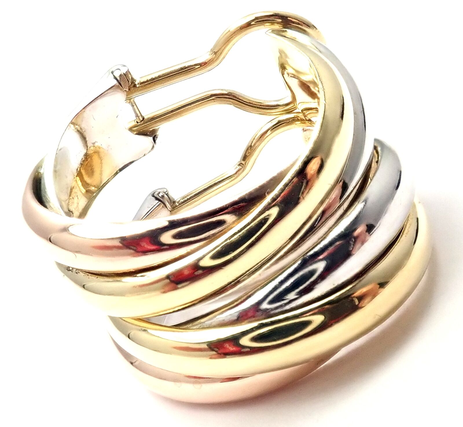 Cartier 18k Tri-Color Gold Medium Size Trinity Hoop Earrings