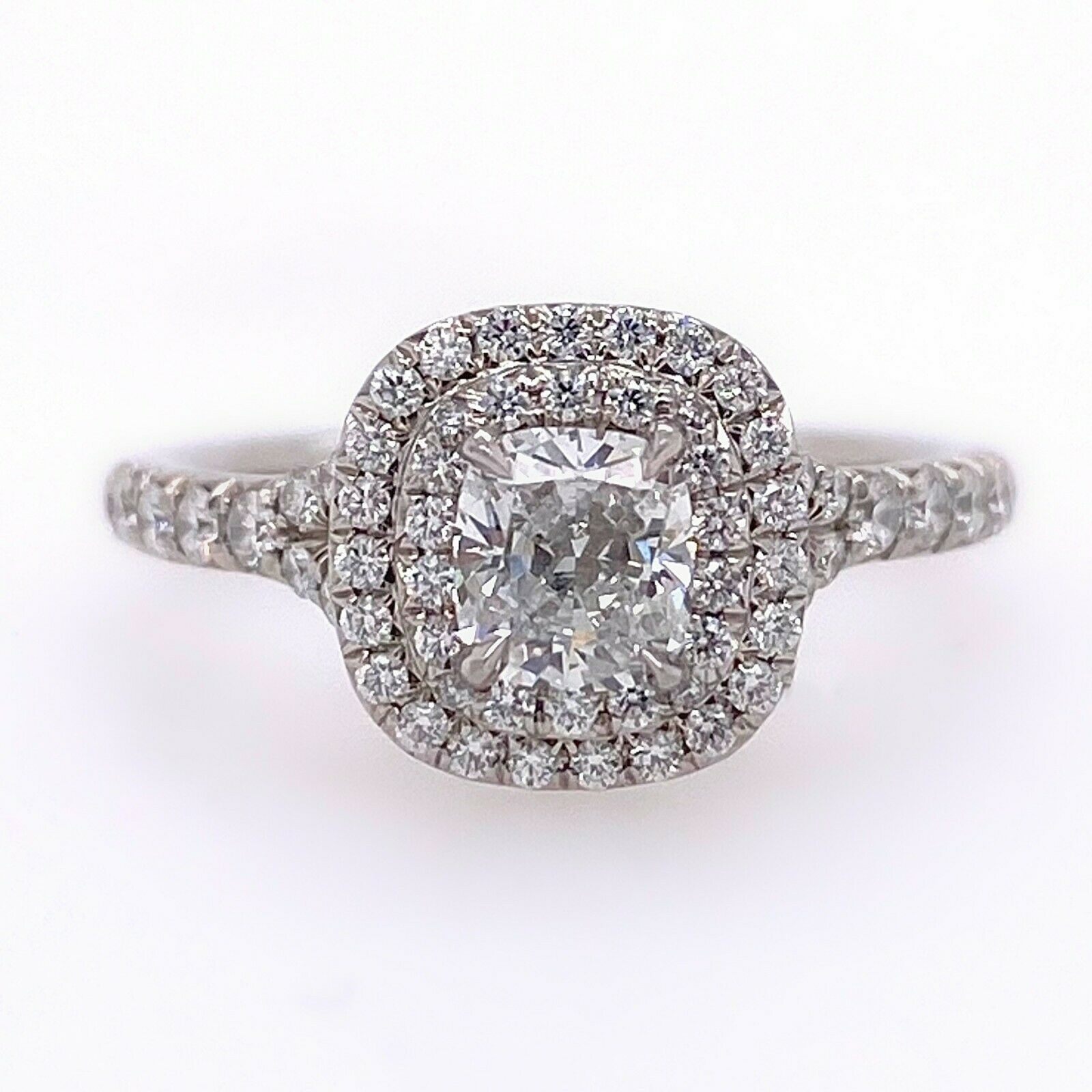 Tiffany  Co Soleste Double Row Cushion Diamond 0.76 tcw Engagement Ring Plat