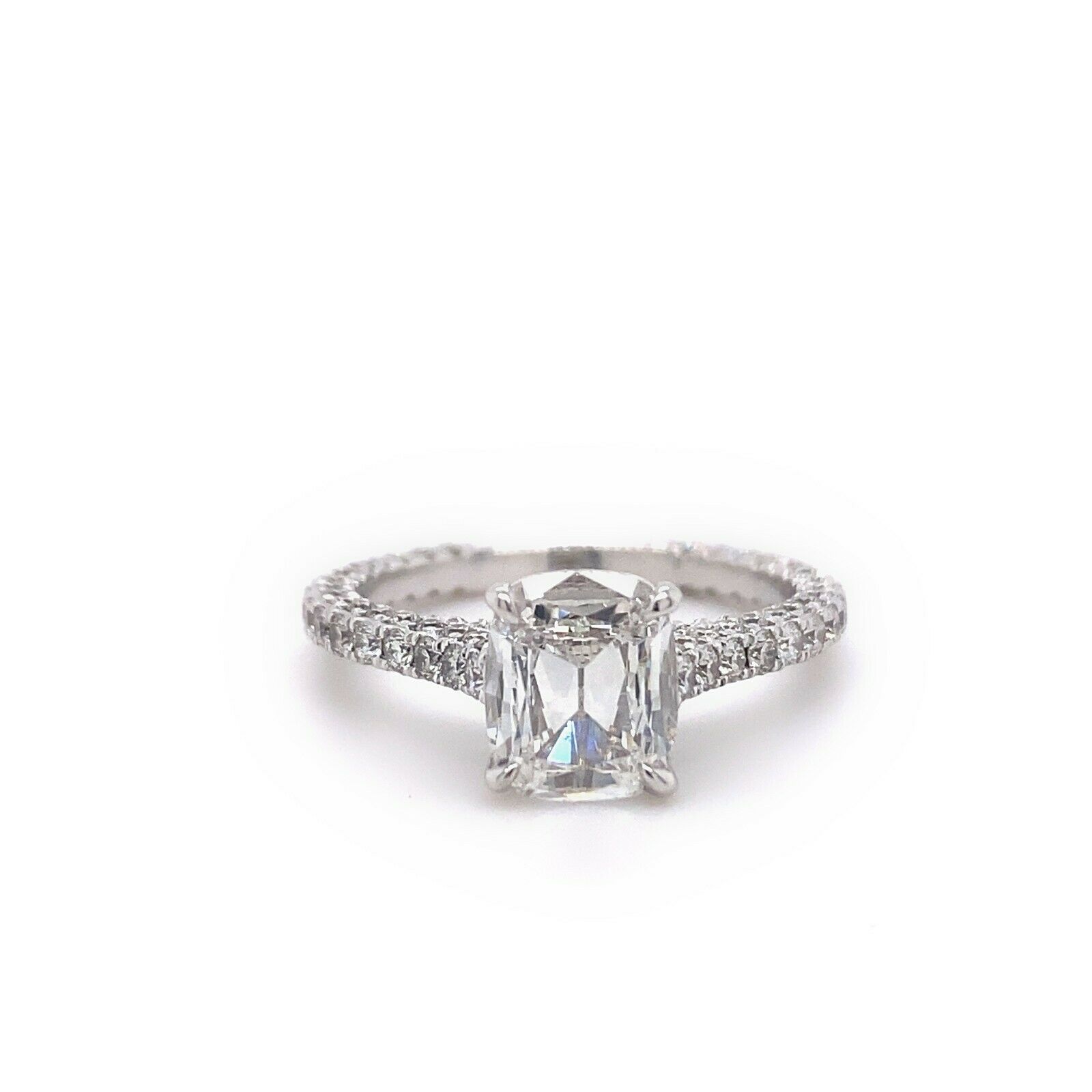 Henri Daussi 1.92 tcw Cushion Diamond Three Sided Solitaire Engagement Ring 14k 