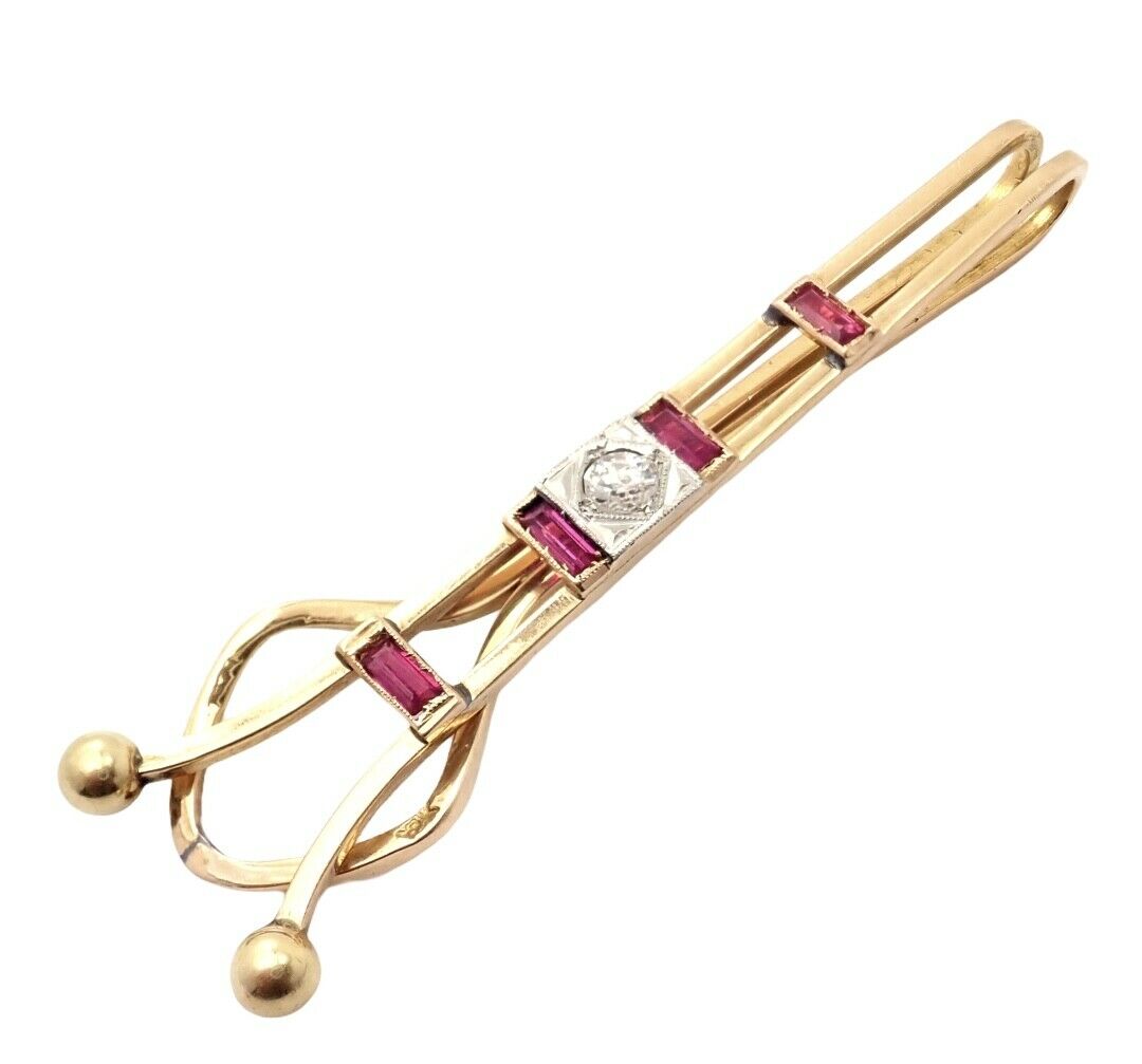 Estate Ruby Old Miner Diamond Ruby 18k Gold Money Clip