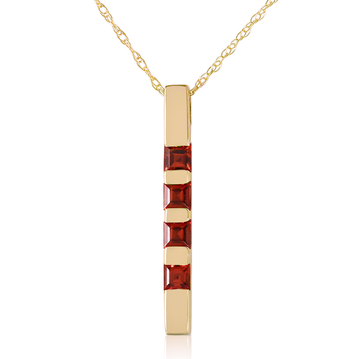 0.35 CTW 14K Solid Gold Necklace Bar Natural Garnet