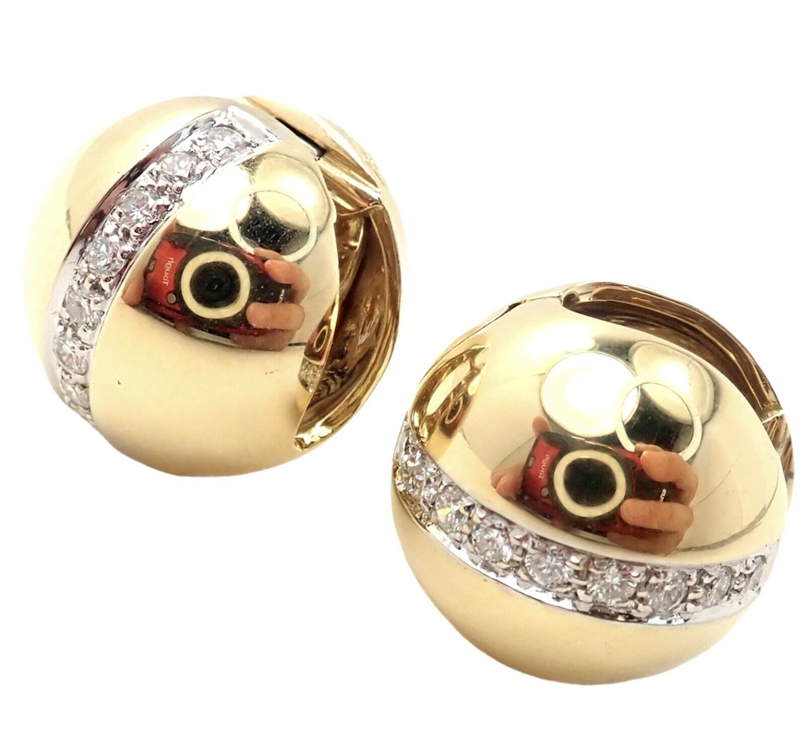 Pomellato 18k Yellow Gold Diamond Globe Hug Earrings