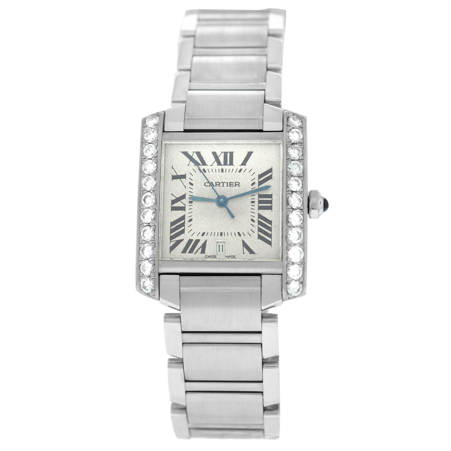 Cartier Tank Francaise 2302 Unisex Diamond Steel Date Automatic 28MM Watch