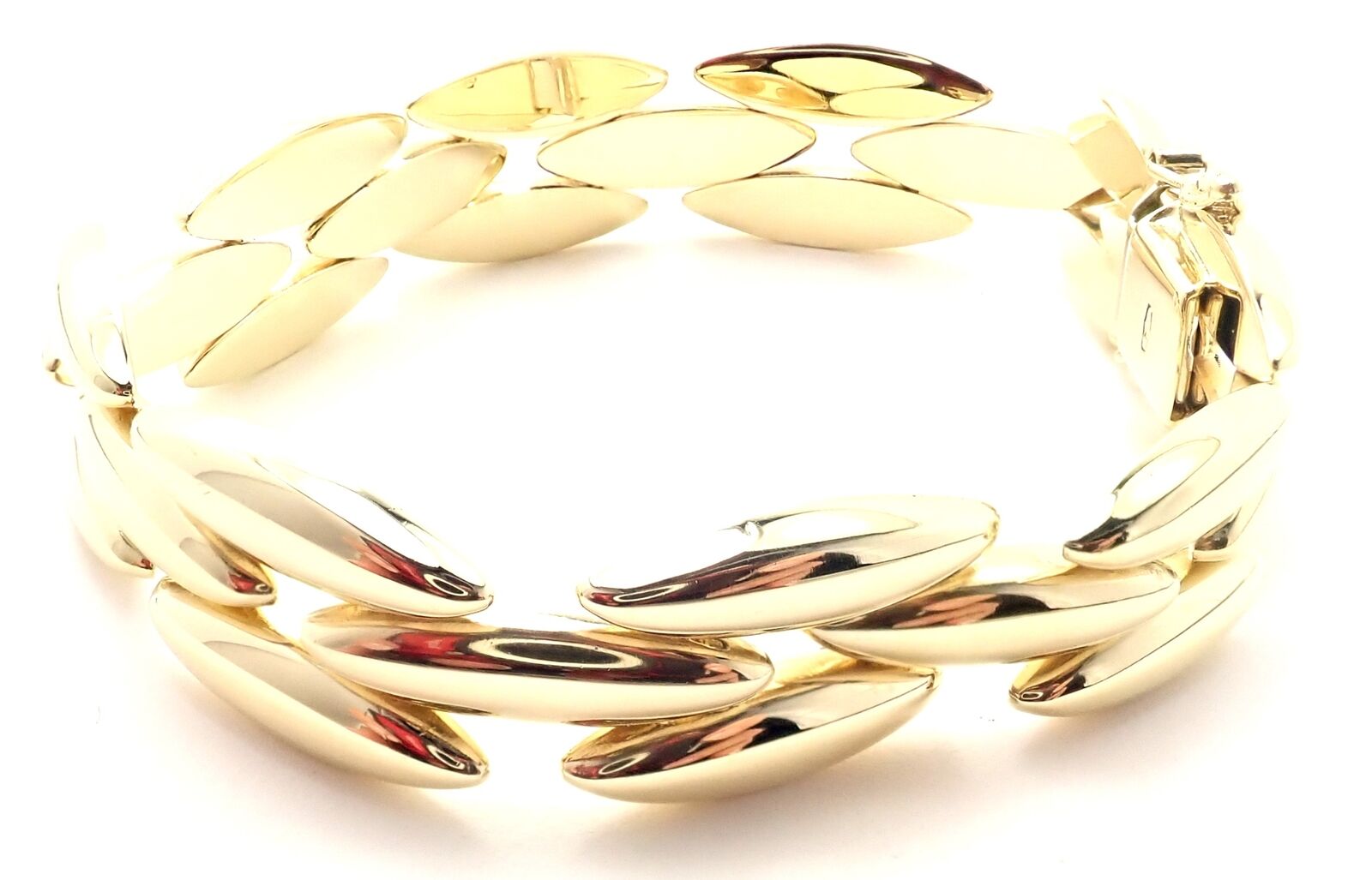Cartier Three-Row 18k Yellow Gold Gentiane Rice Link Bracelet