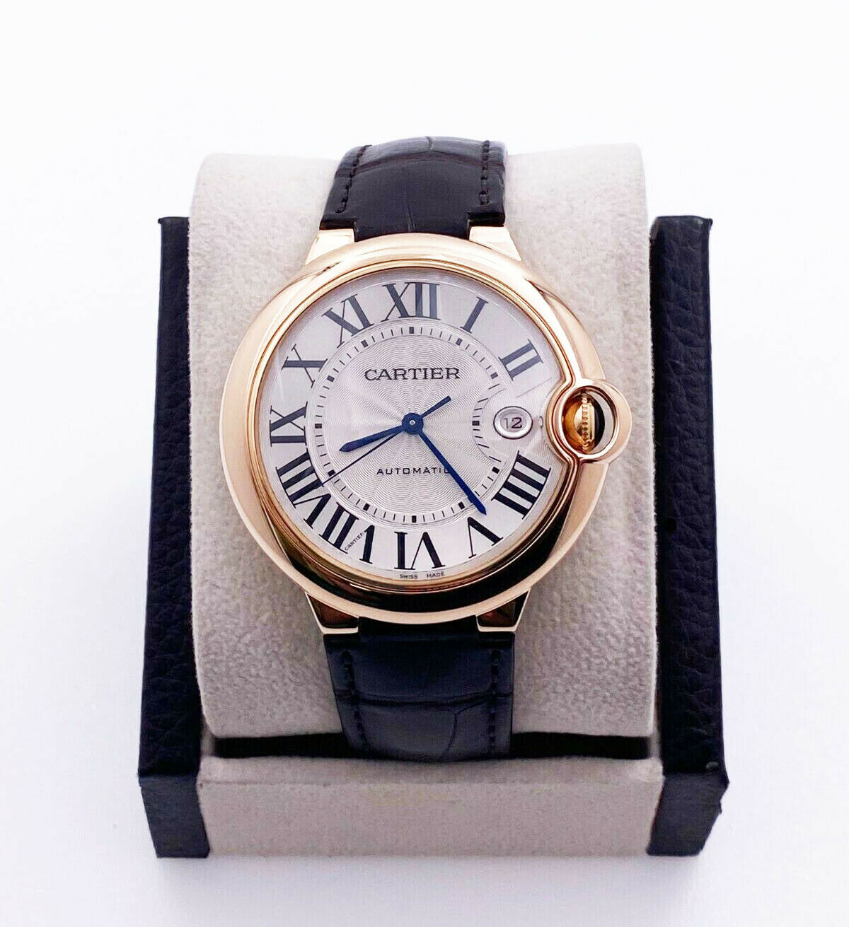 Cartier Ballon Blue Ref 2999 WGBB0030 18K Rose Gold Leather Strap
