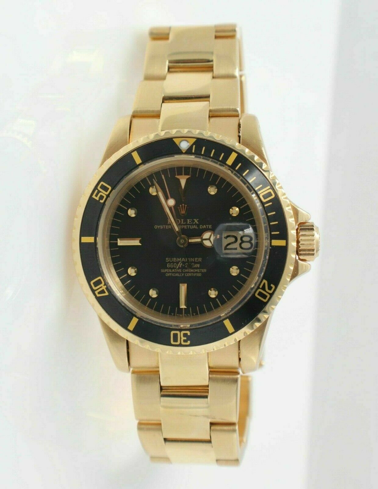 Vintage Rolex Submariner 1680 Nipple Dial Service Papers 18K Yellow Gold MINT