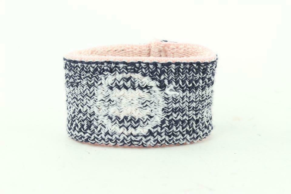 Chanel Pink x Black Gym Bracelet Sweatband Wrist Band 700cas621