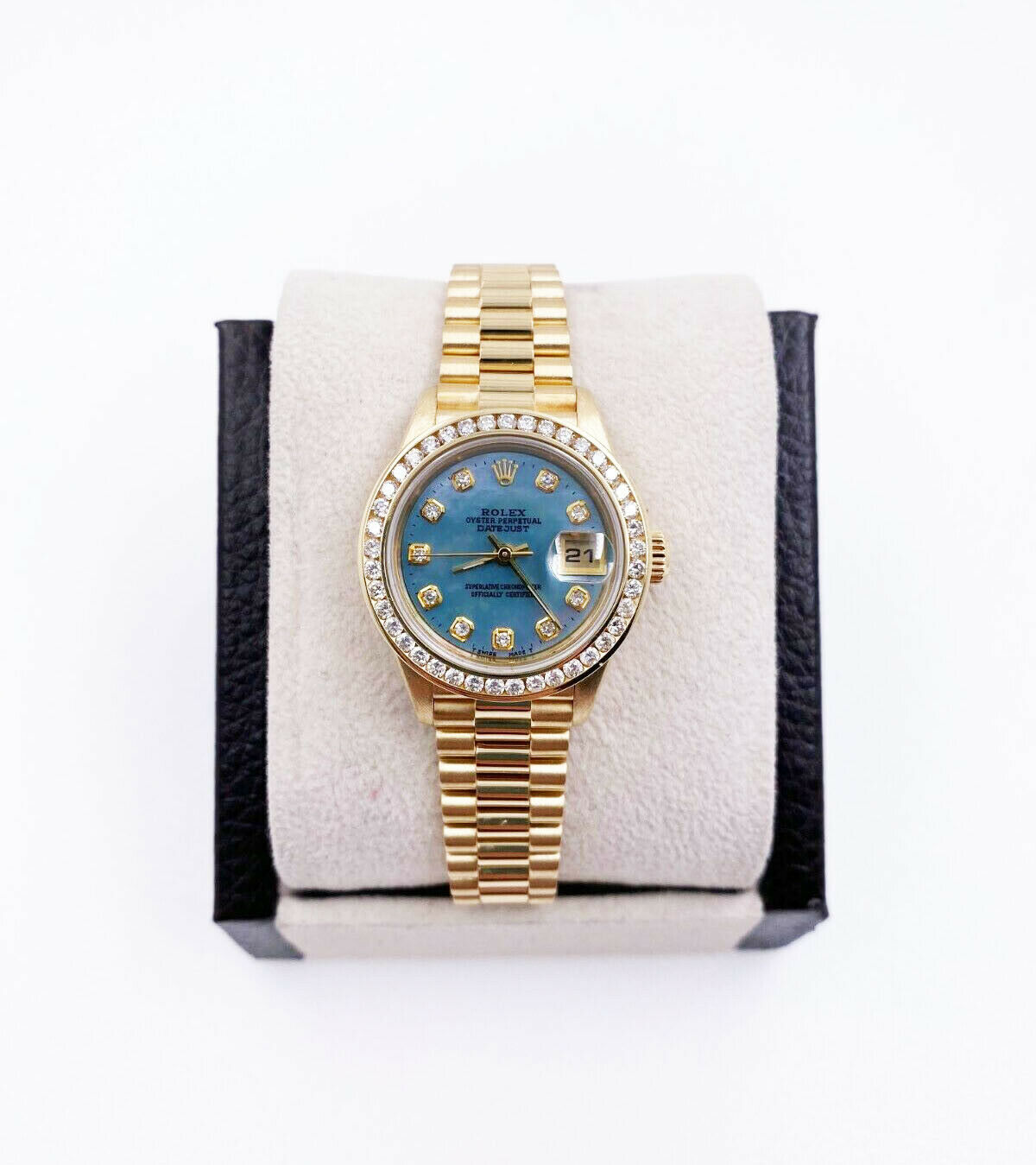 Rolex Ladies President Datejust 79178 Blue MOP Diamond Dial 18K Yellow Gold