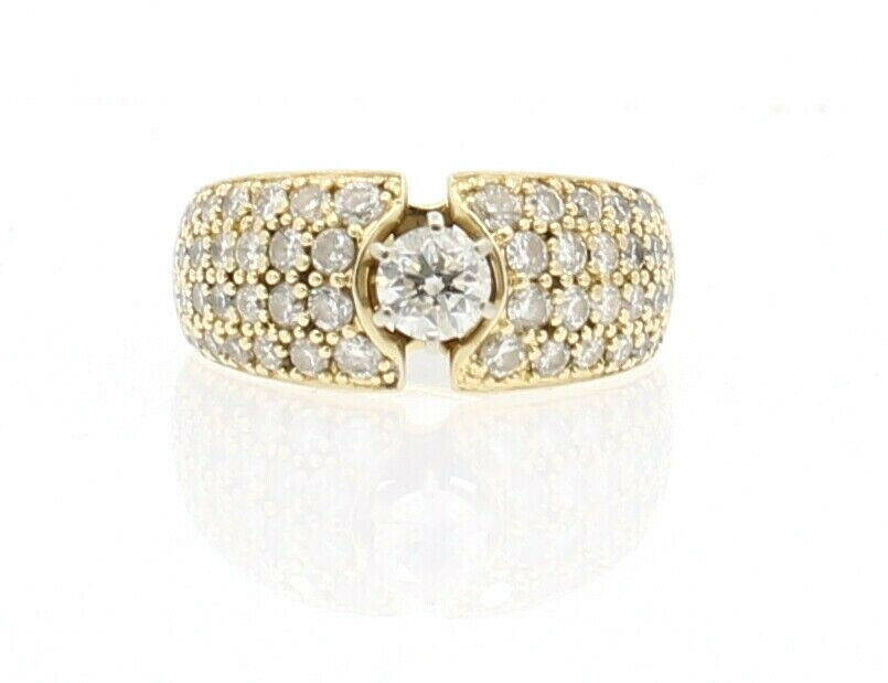 Fine Estate 14k Yellow Gold 1.0ct Solitaire Cluster Ladies Ring Size 6.5