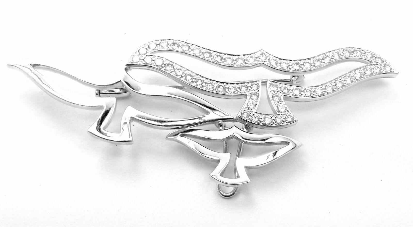Cartier Bird 18k White Gold Diamond Pendant Pin Brooch