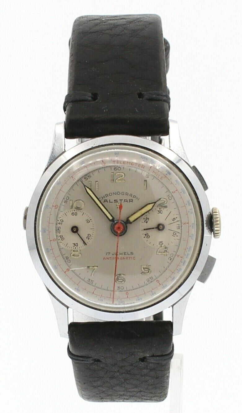 Vintage ALSTA Chronograph 17 Jewels 2 Registers Hand Wind Watch