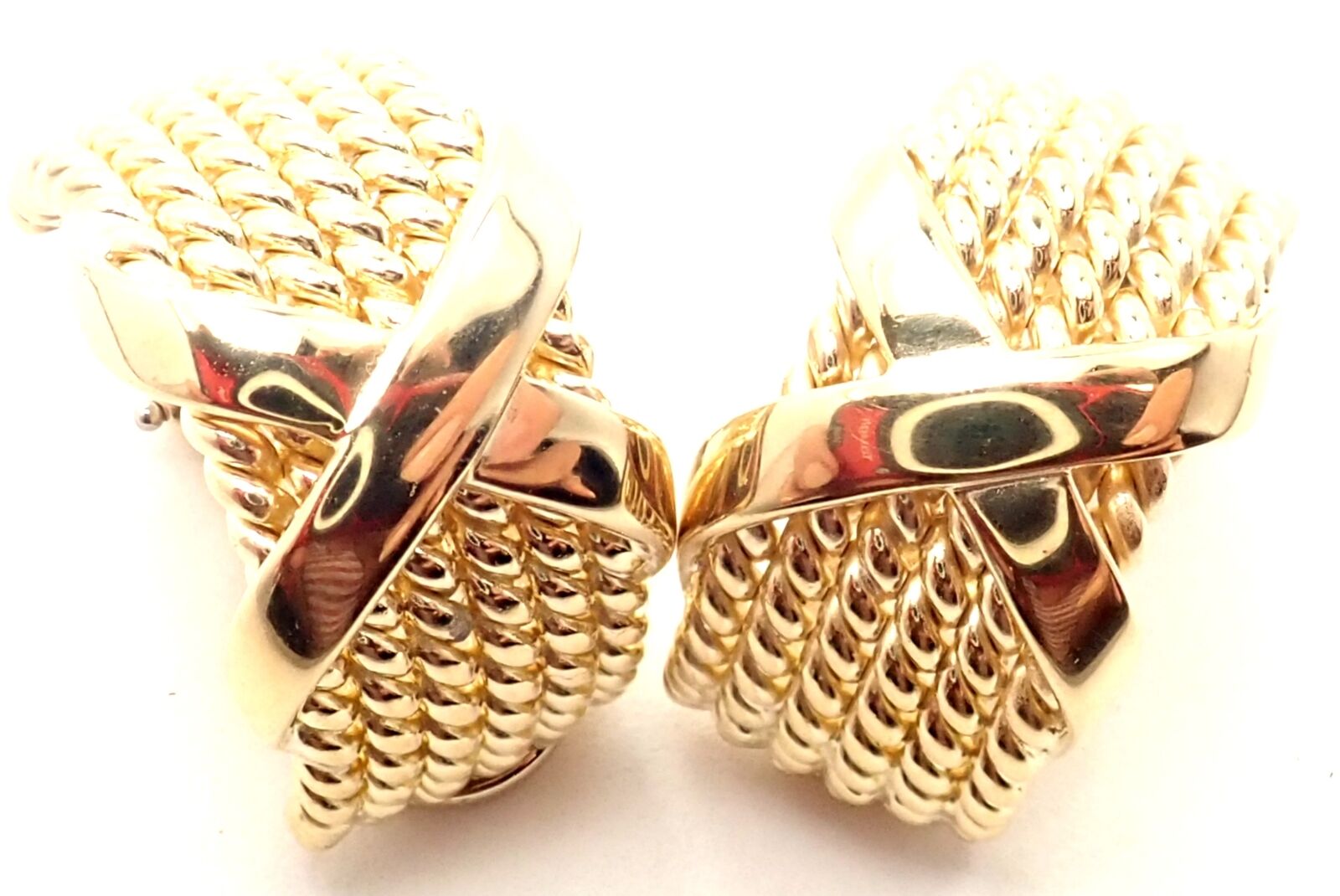 Authentic! Tiffany  Co Jean Schlumberger 18k Yellow Gold 6 Row Rope X Earrings