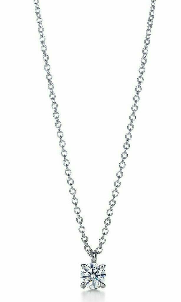 Tiffany  Co Solitaire Round Diamond Pendant 0.18 cts G VVS in Platinum
